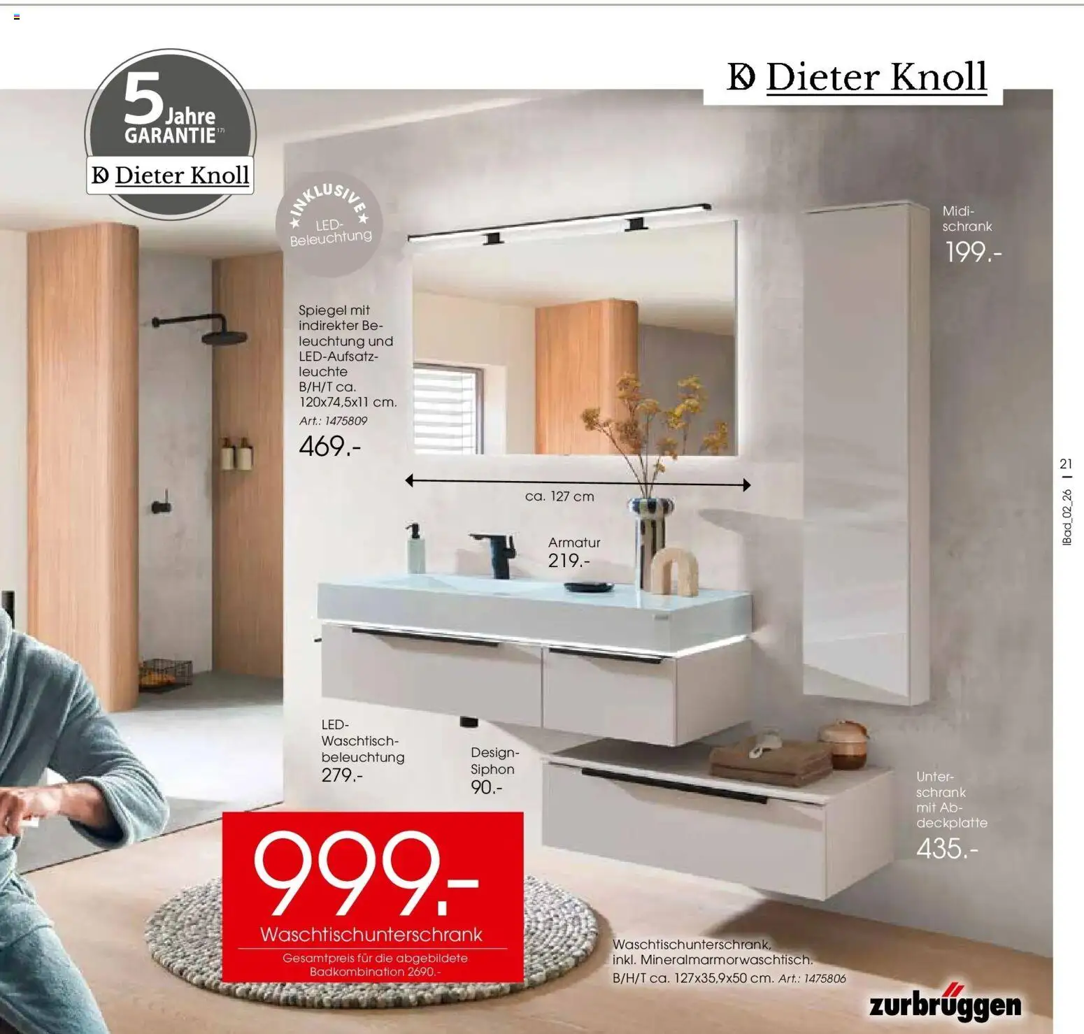 Zurbrüggen - Zurbrüggen: Bad Spezial – gültig ab 22.03.2026 | Seite: 21 | Produkte: Schrank, Spiegel, Armatur, Waschtisch