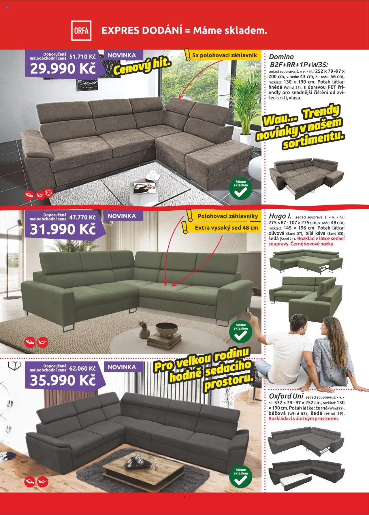 ORFA nábytek leták od 01.07.2025 | Strana: 7 | Produkty: Káva, Sedací souprava