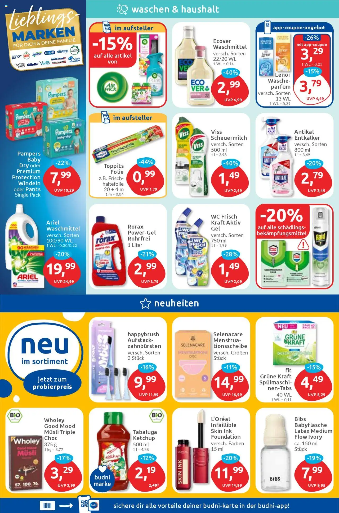 Budni Prospekt 	 - gültig ab dem 28.07.2025 | Seite: 4 | Produkte: Lenor, Ariel, Pampers, Parfüm
