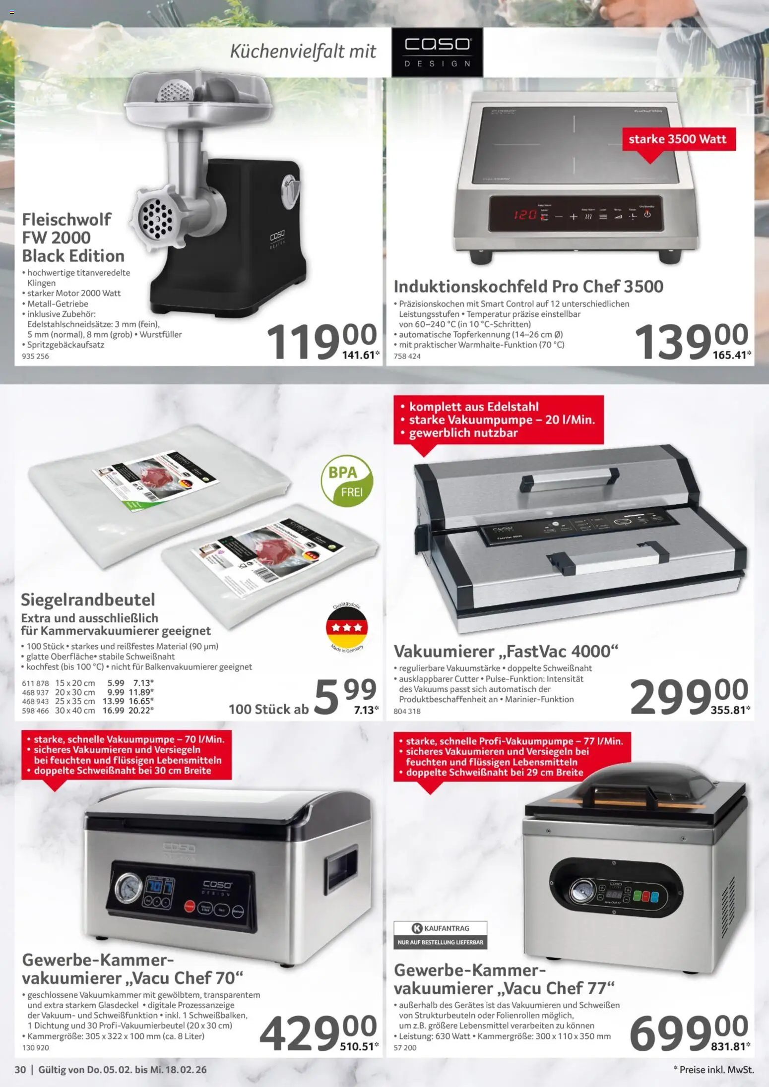 Selgros Gastronomie – gültig ab 05.02.2026 | Seite: 30 | Produkte: Cutter, Vakuumierer
