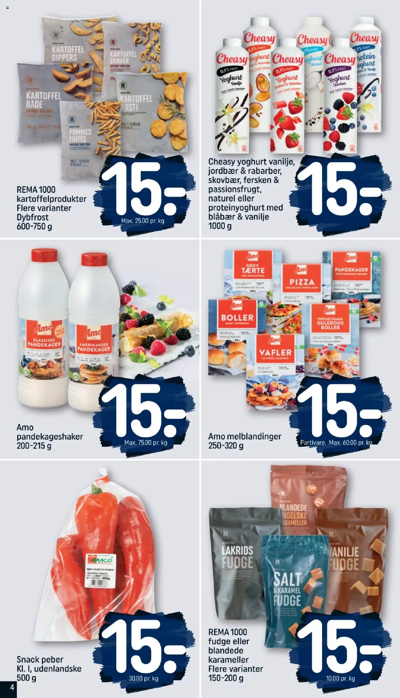 Rema 1000 Tilbudsavis gyldig fra 16.08.2025 | Side: 4 | Produkter: Yoghurt, Pizza, Peber, Vafler