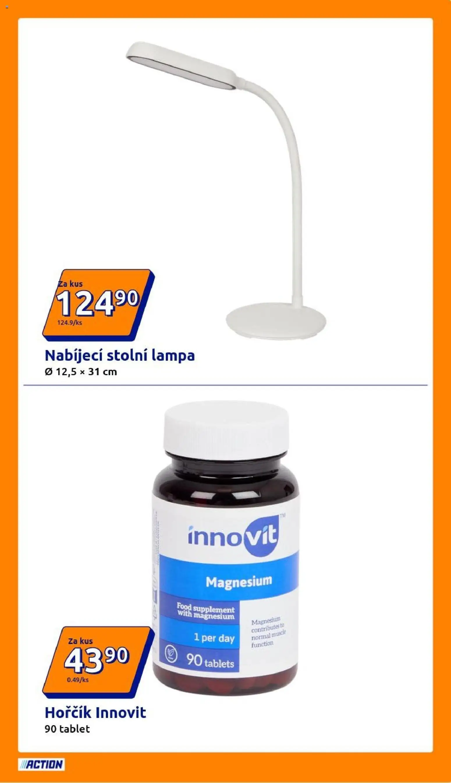 Action leták od 01.04.2026 | Strana: 21 | Produkty: Hořčík, Stolní lampa, Tablet, Lampa