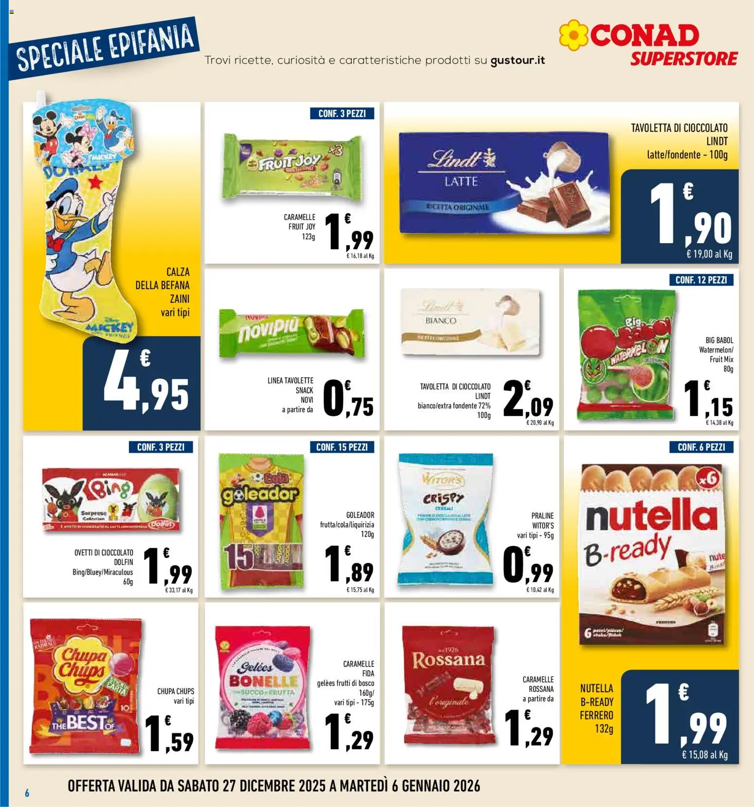 Volantino Conad del 27.12.2025 | Pagina: 6 | Prodotti: Cioccolato, Cereali, Latte, Nutella