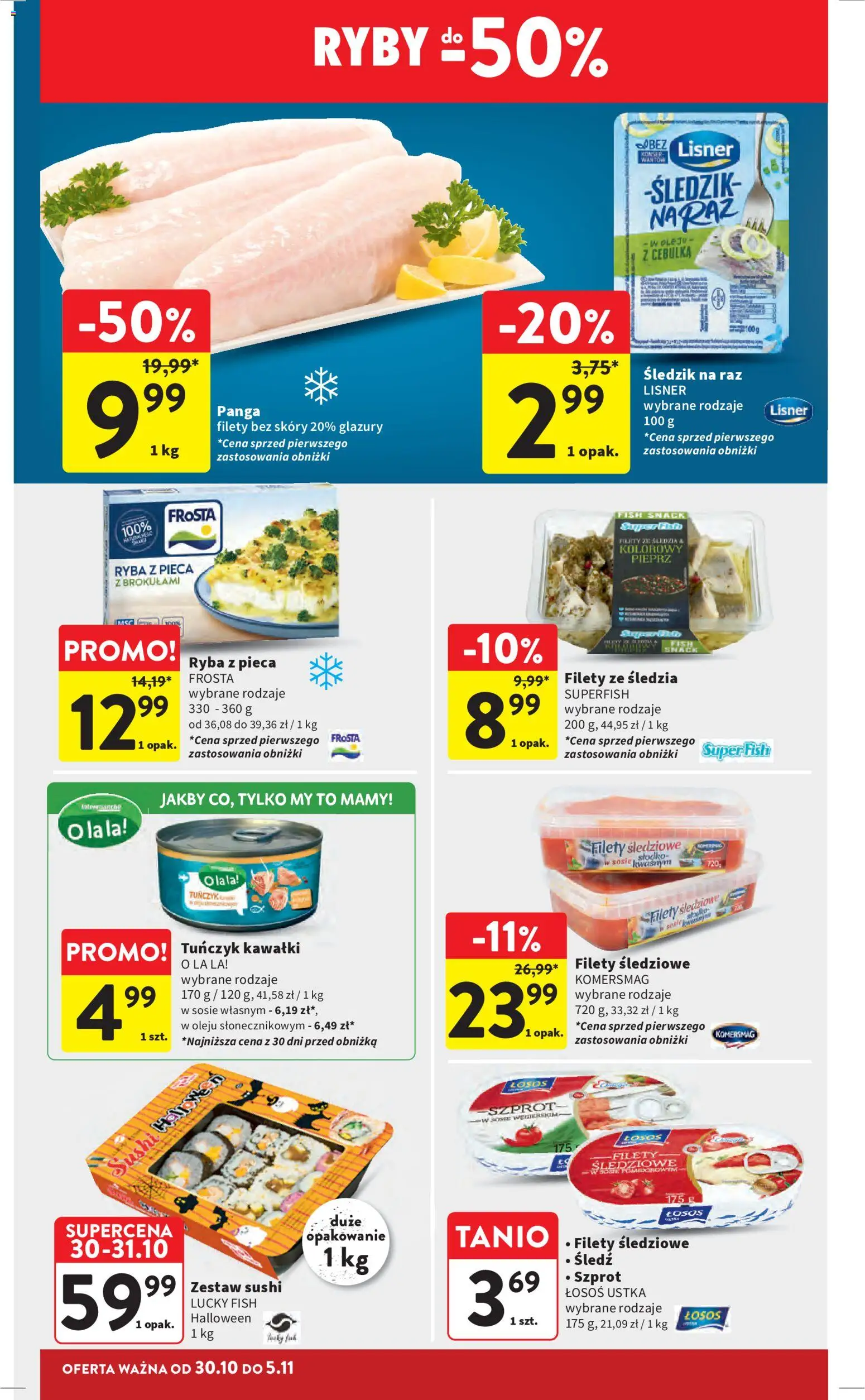 Intermarche Gazetka od 30.10.2025 | Strona: 22 | Produkty: Śledź, Sushi, Zestaw sushi, Ryba