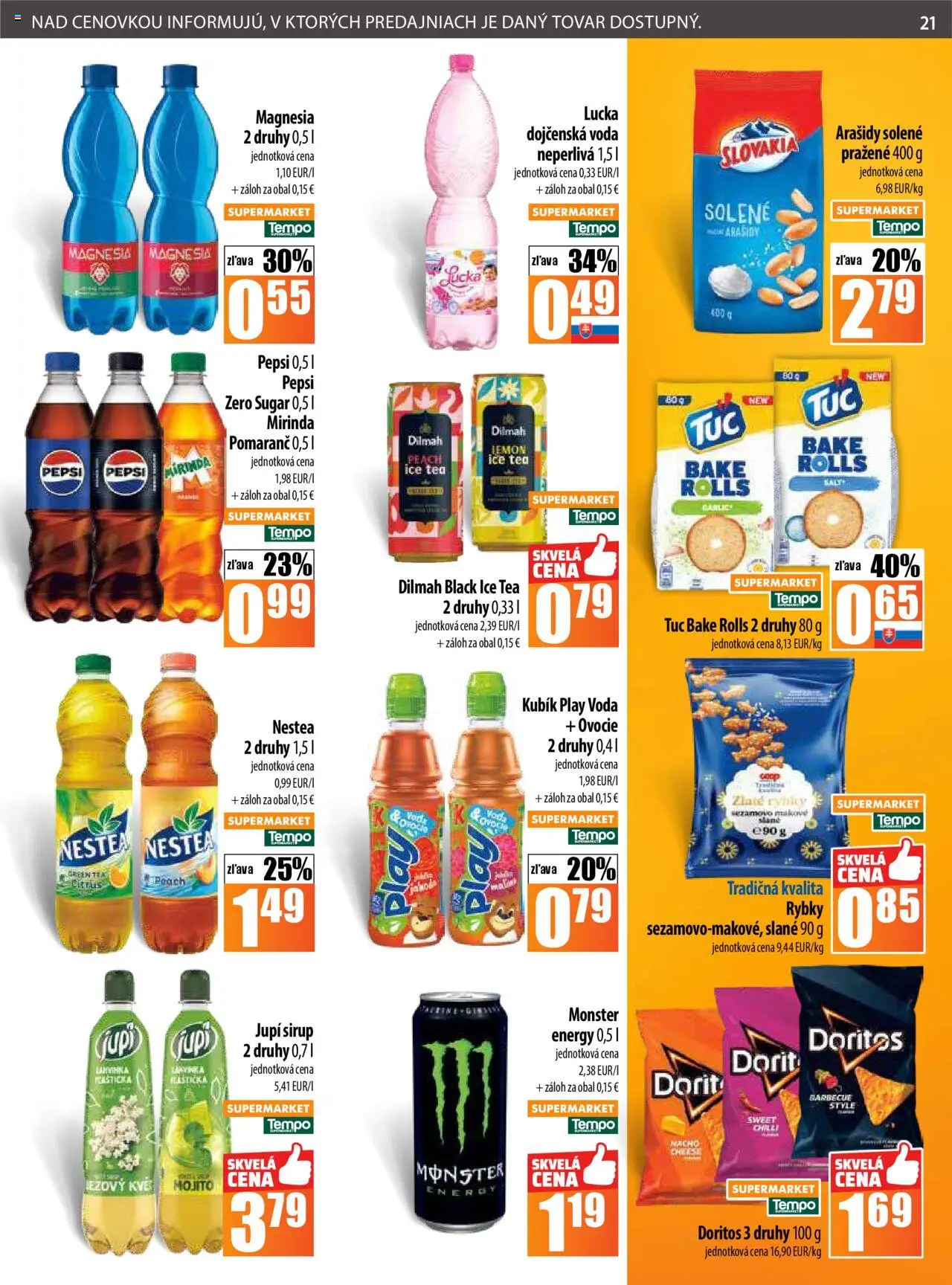 COOP Jednota leták │ platný od 31.07.2025 | Strana: 21 | Produkty: Magnesia, Voda, Mirinda, Arašidy