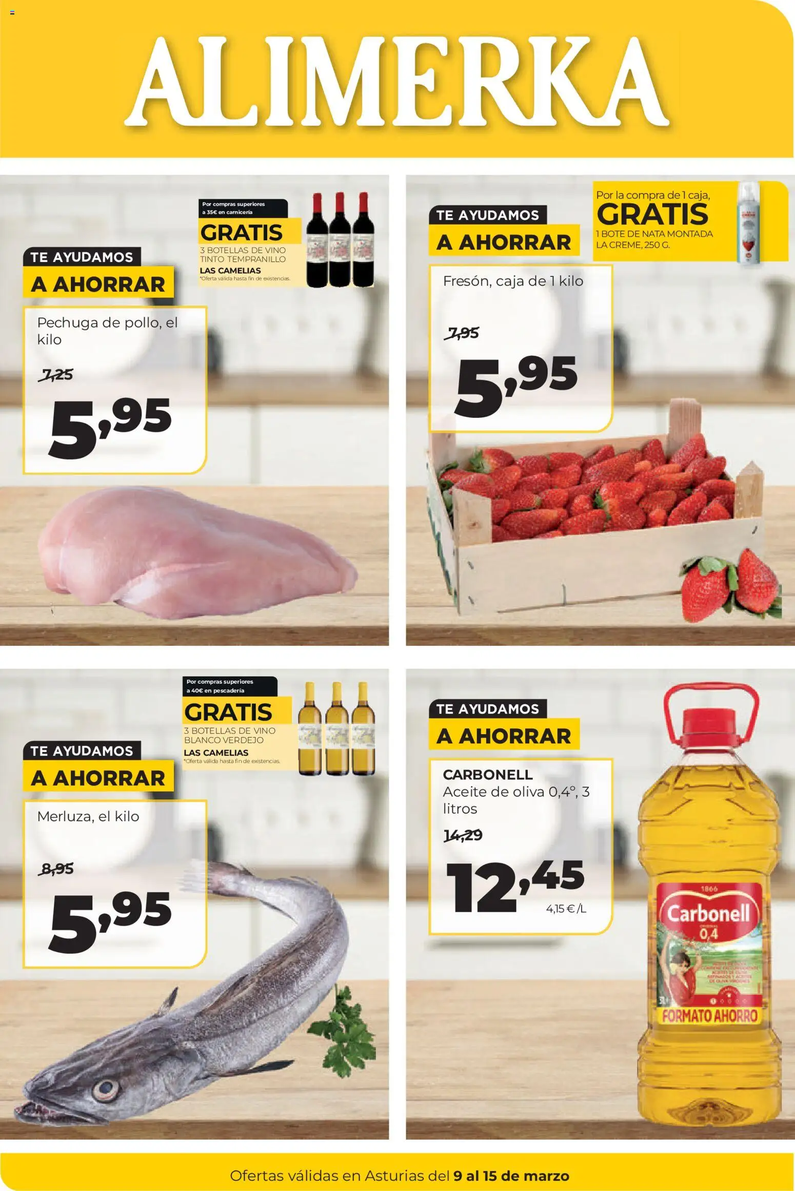 Alimerka folleto Asturias │ válido desde el 09.03.2026 | Página: 1 | Productos: Vino, Té, Aceite de oliva, Caja