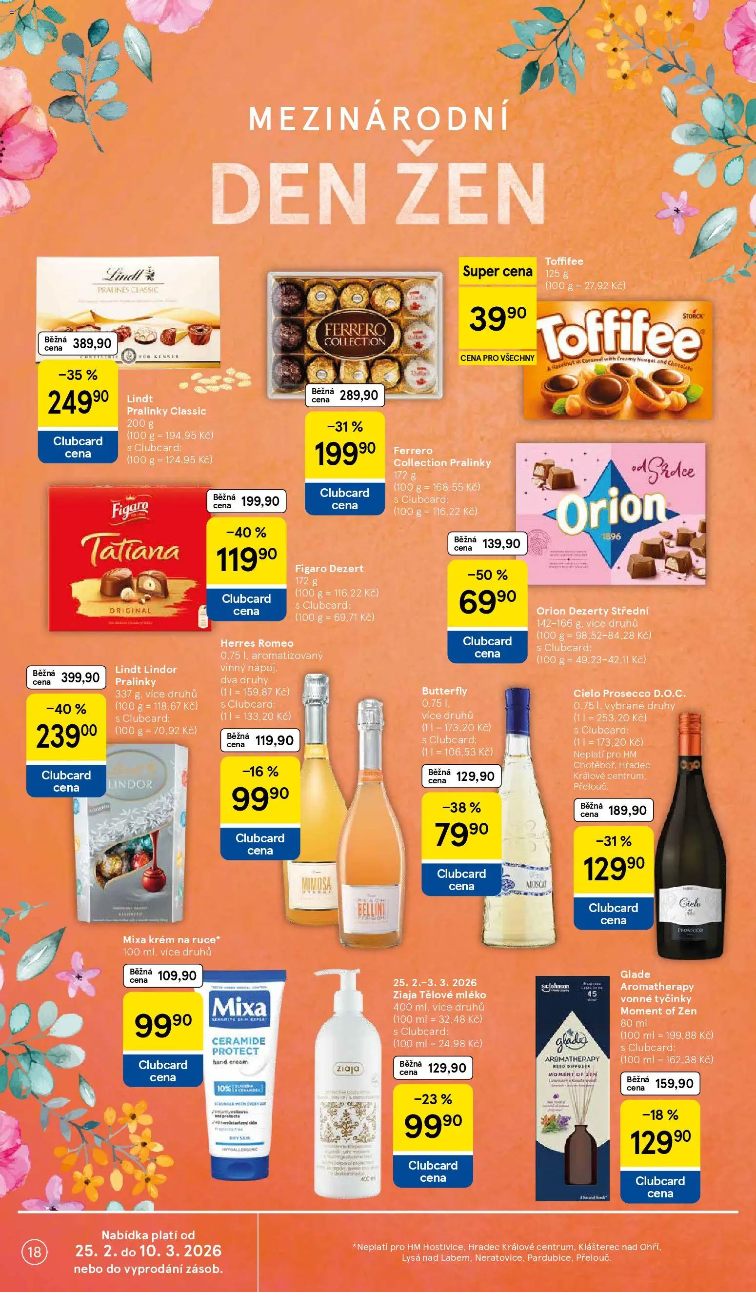 Tesco leták - Hypermarket od 25.02.2026 | Strana: 18 | Produkty: Mléko, Toffifee, Dezerty, Lindt lindor