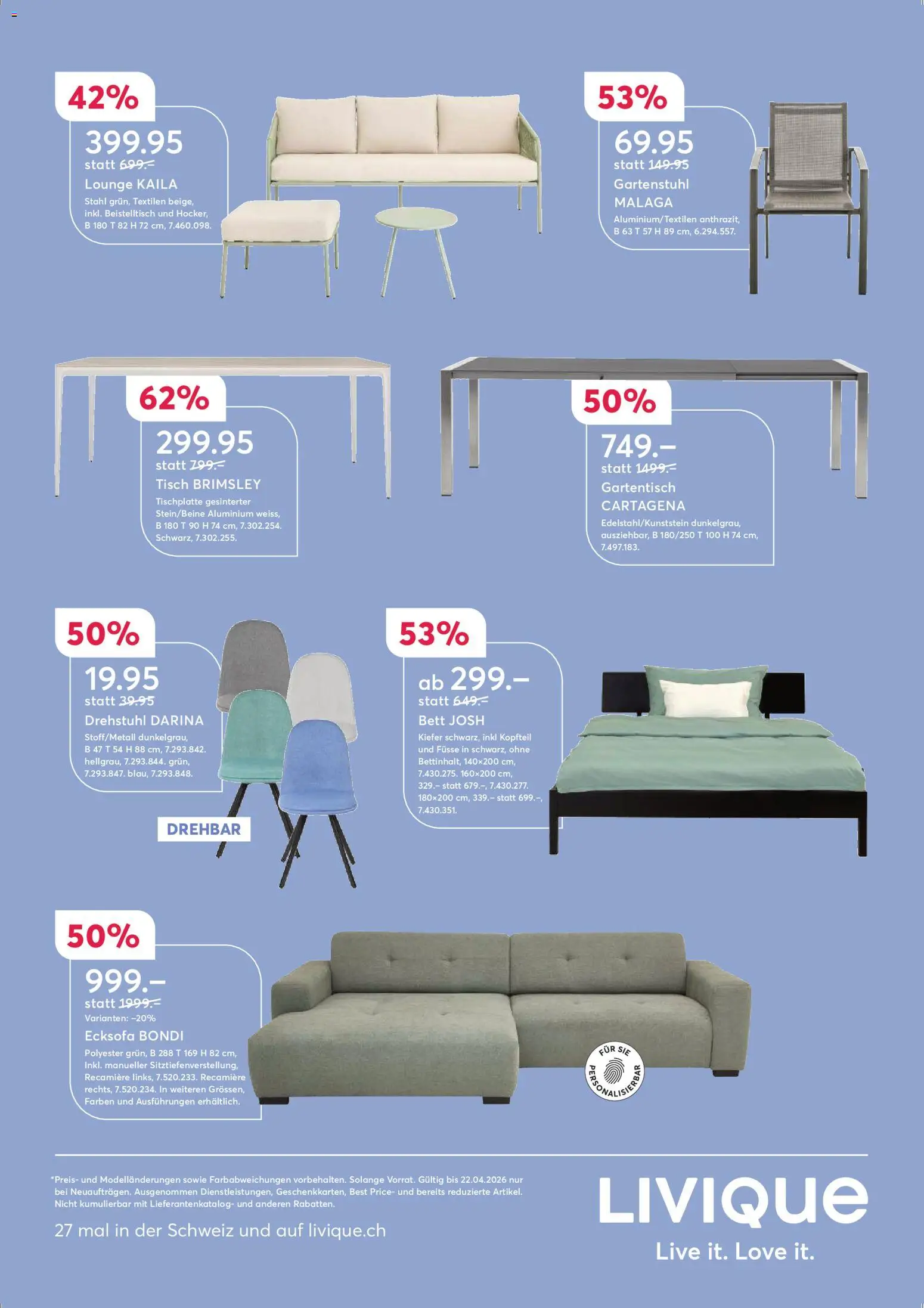 Livique aktionen – gültig ab 07.04.2026 | Seite: 4 | Produkte: Tisch, Bett, Ecksofa, Beistelltisch