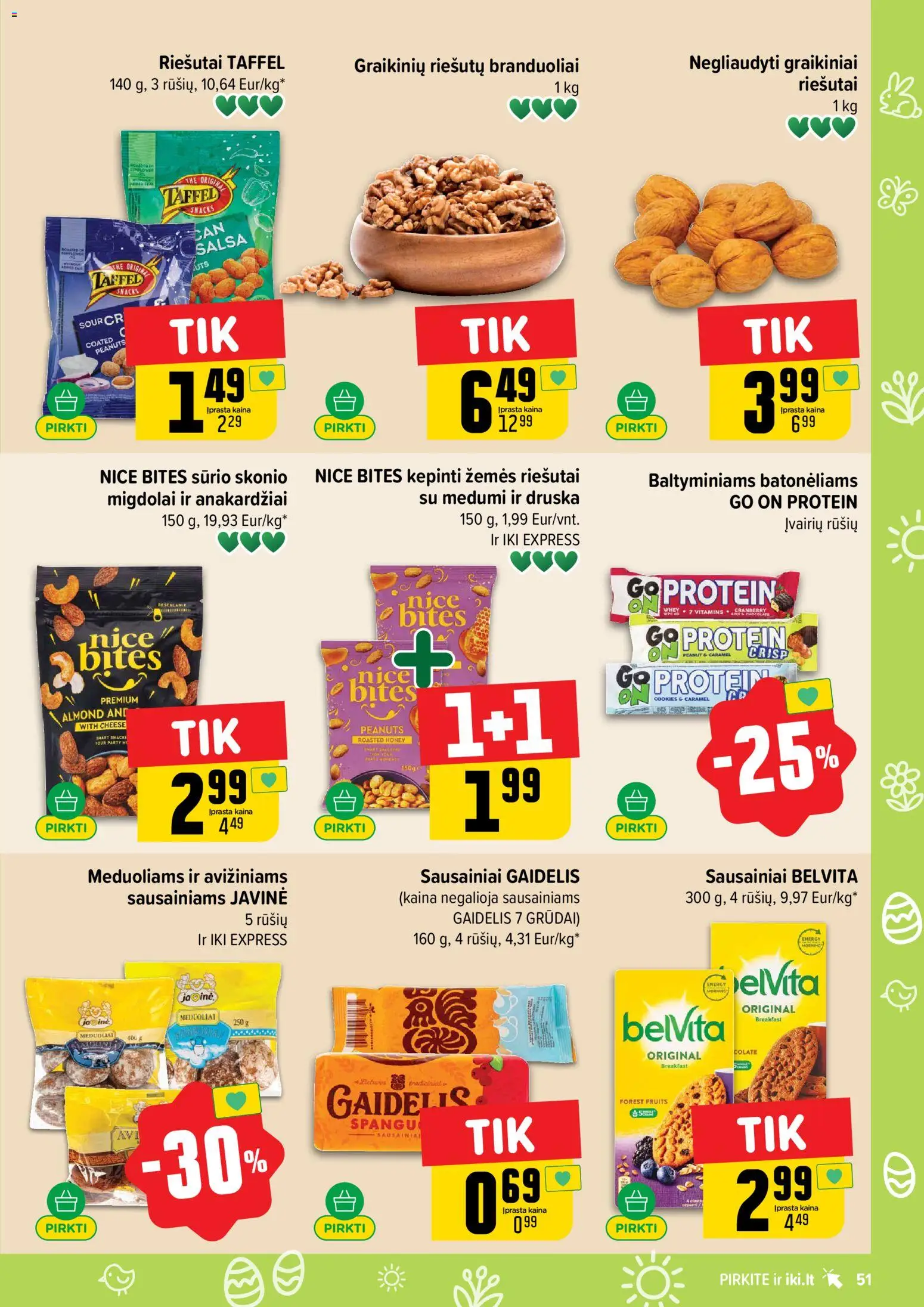 IKI akcijos nuo 30.03.2026 | Puslapis: 51 | Prekių: Riešutai, Sausainiai, Druska