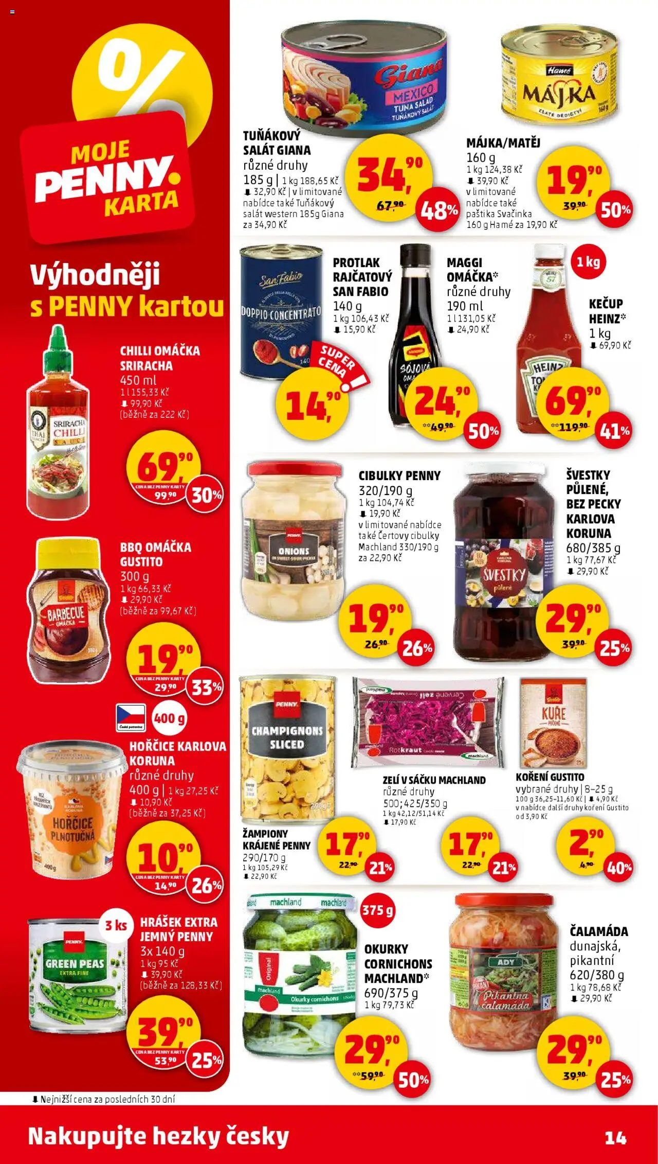 Penny Market leták - Čtvrtečník od 29.05.2025 | Strana: 14 | Produkty: Zelí, Okurky, Sriracha, Karty