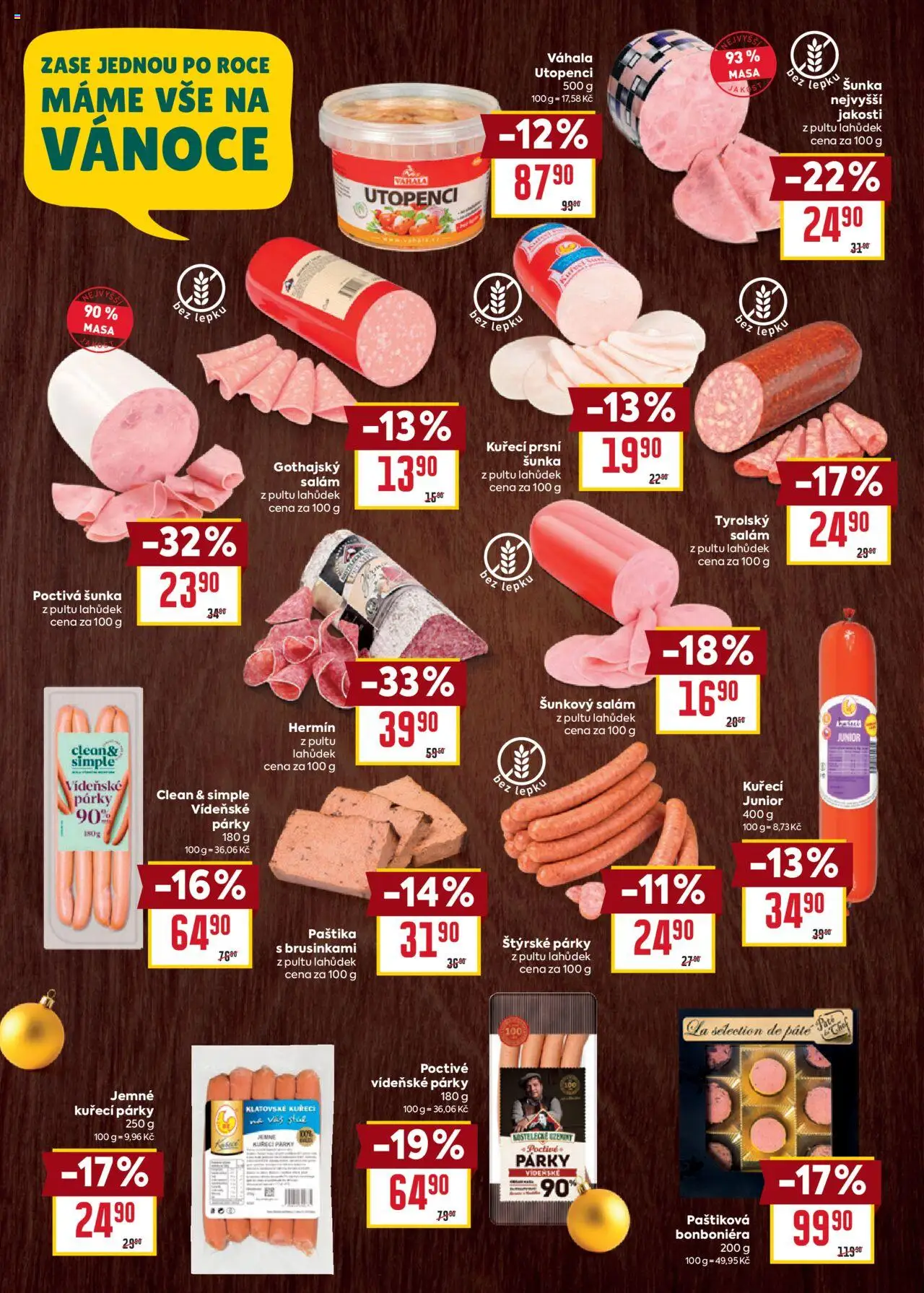 Billa leták - Vánoce od 22.10.2025 | Strana: 4 | Produkty: Salám, Šunka, Bonboniéra, Šunkový salám