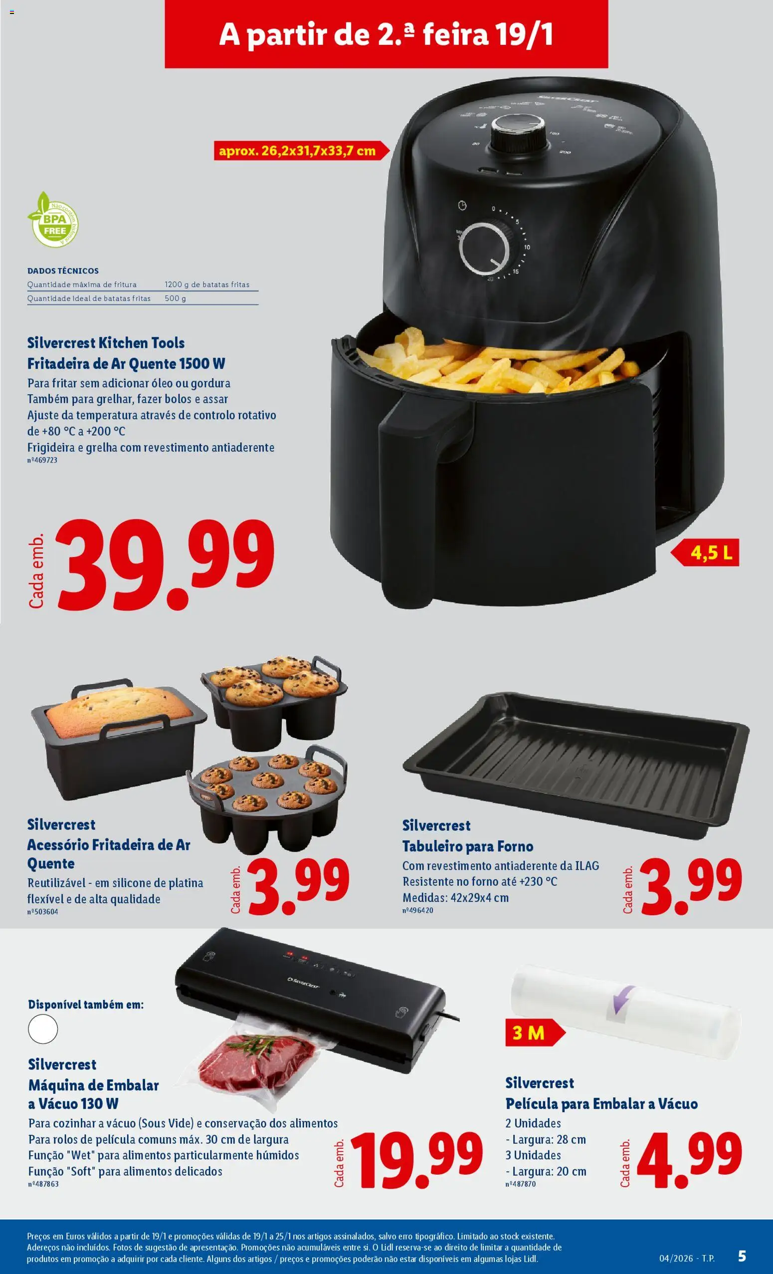 Lidl Novidades │ válido de 19.01.2026 | Página: 5 | Produtos: Forno, Air fryer, Óleo, Batatas fritas