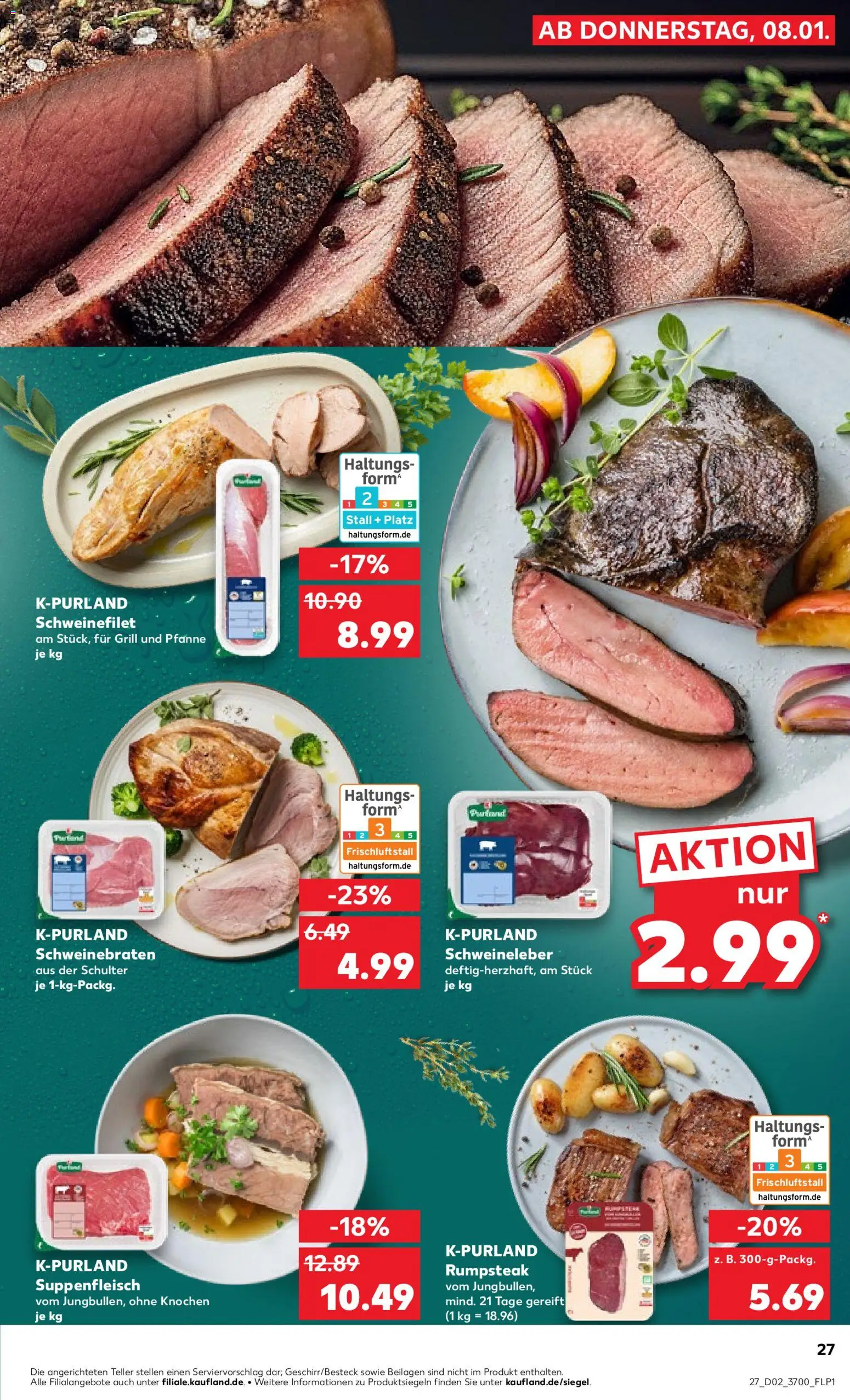 Kaufland prospekt Rostock	 – gültig ab 08.01.2026 | Seite: 27 | Produkte: Rumpsteak, Schweinefilet, Suppenfleisch, Steak