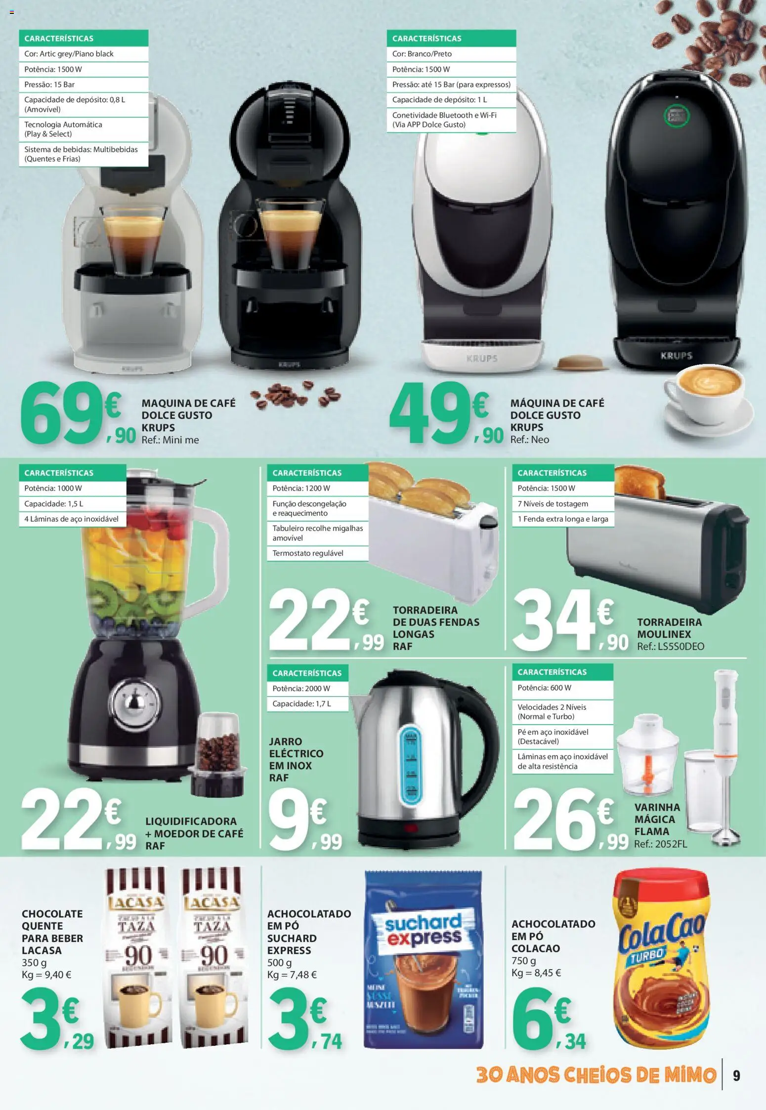 E.Leclerc folheto Especial Pequeno-Almoço │ válido de 21.04.2026 | Página: 9 | Produtos: Máquina de café, Torradeira, Pó, Dolce gusto