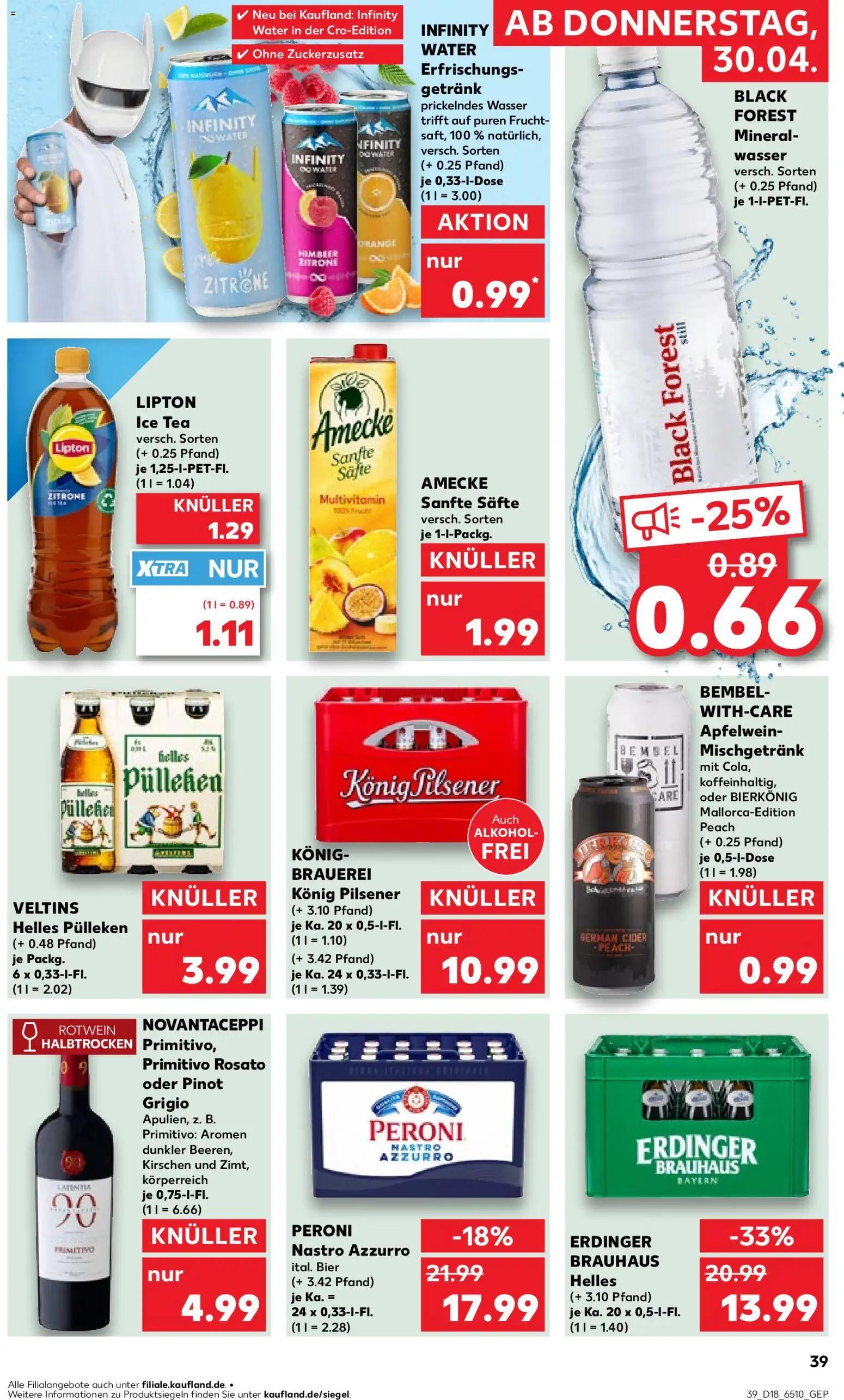 Kaufland Prospekt Köln	 – gültig ab 30.04.2026 | Seite: 39 | Produkte: Konig pilsener, Erdinger, Bier, Veltins