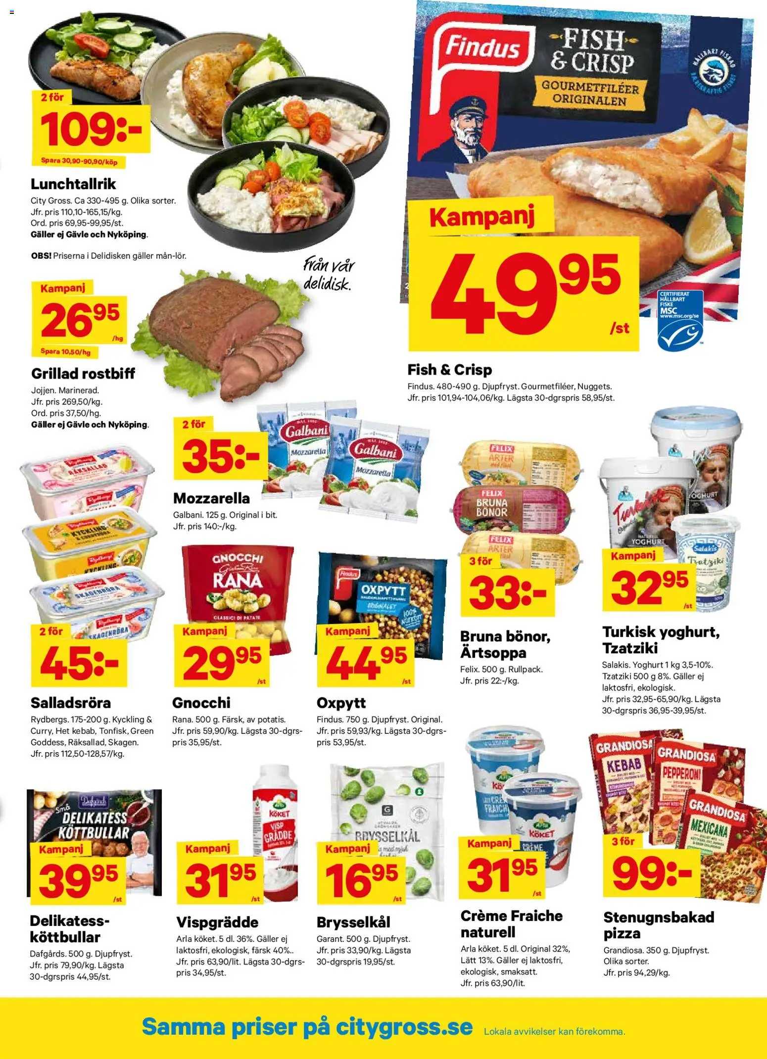 City Gross reklamblad aktuell från 27.10.2025 | Sida: 8 | Produkter: Köttbullar, Galler, Creme fraiche, Vispgrädde