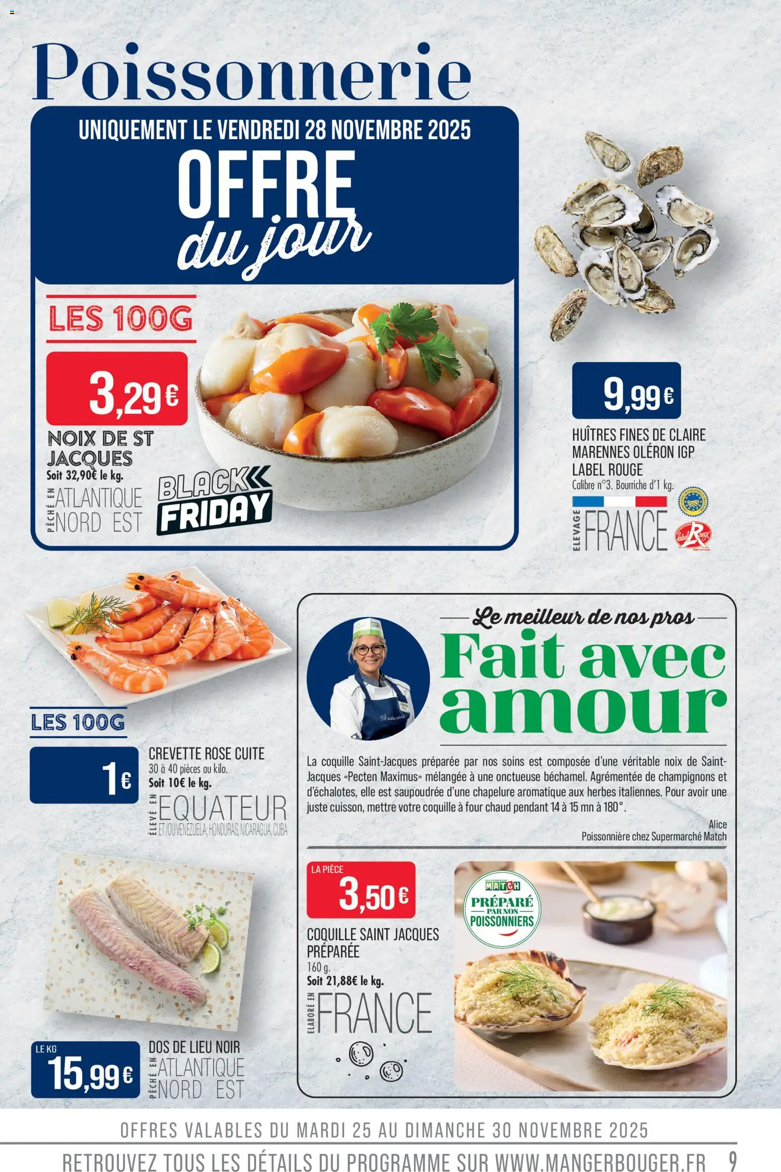 {H1} | Page: 9 | Produits: Poissonnerie, Huîtres fines, Chapelure, Noix