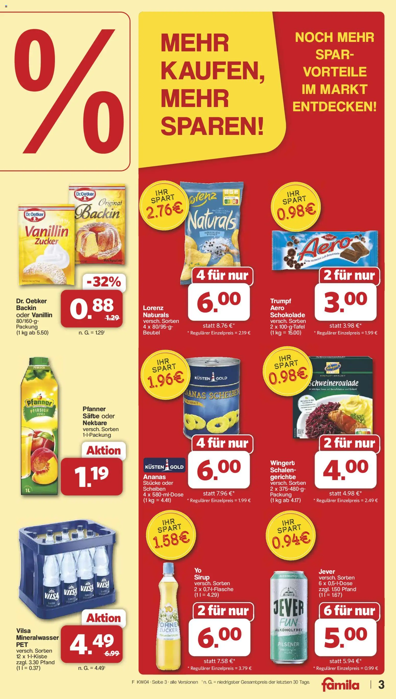 Famila Nordwest Prospekt 	 – gültig ab 19.01.2026 | Seite: 3 | Produkte: Schokolade, Mineralwasser, Jever, Pfirsich