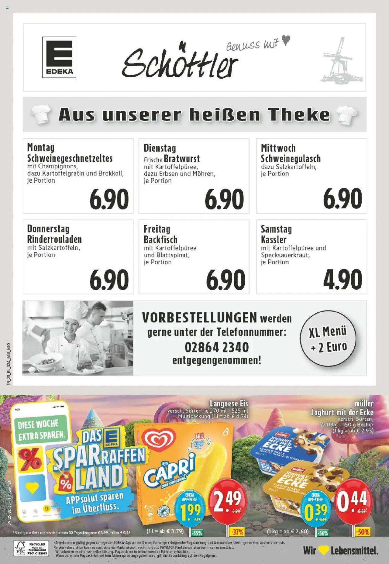Edeka prospekt Reken	 – gültig ab 21.09.2025 | Seite: 24 | Produkte: Schweinegulasch, Langnese, Theke, Bratwurst
