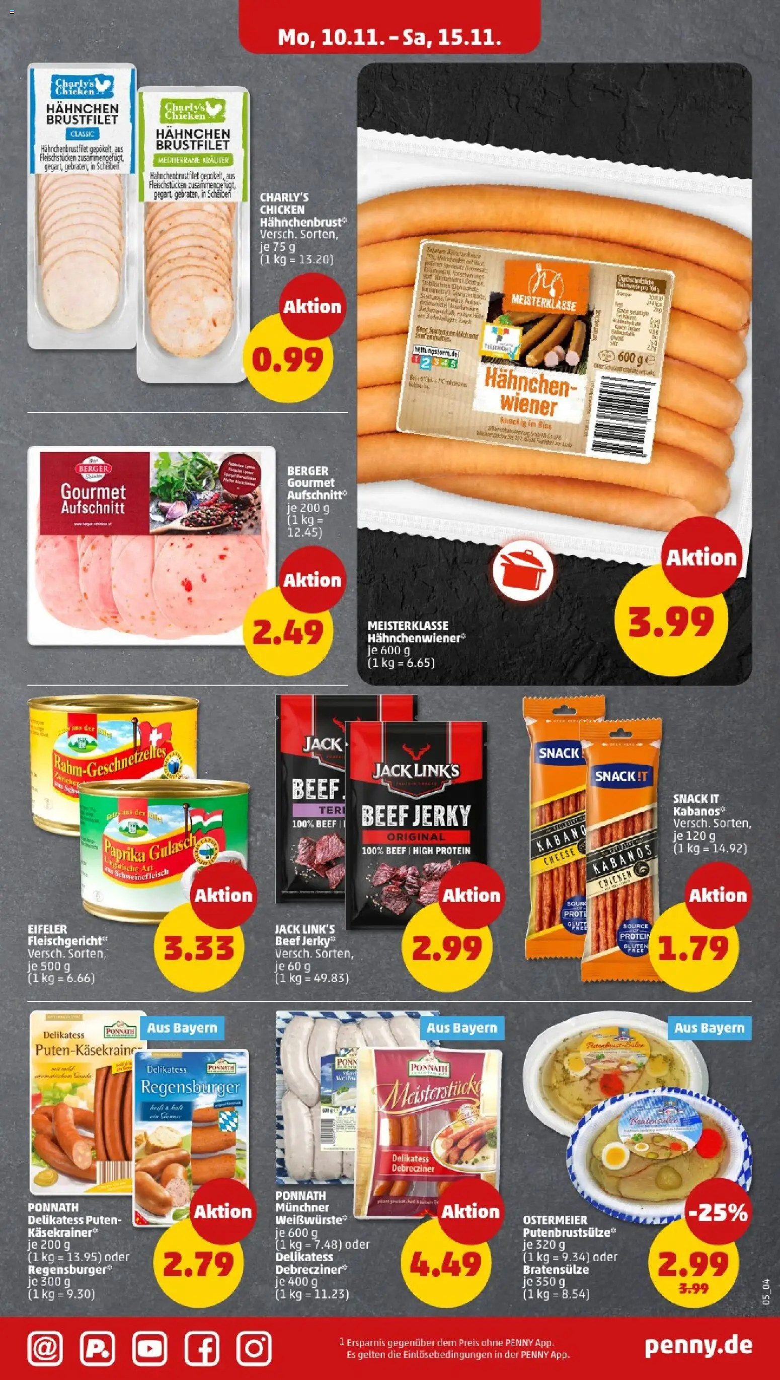 Penny - Bayern – gültig ab 10.11.2025 | Seite: 5 | Produkte: Käsekrainer, Gulasch, Schweinefleisch, Hahnchenbrust