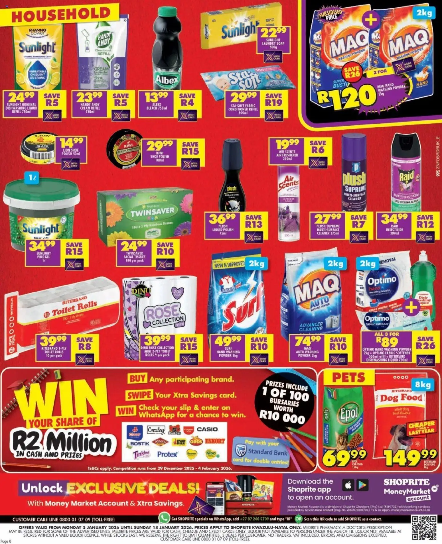 New Shoprite catalogue – valid from 05.01.2026 | Page: 8 | Products: Kiwi, Soap, Fabric softener, Tissues