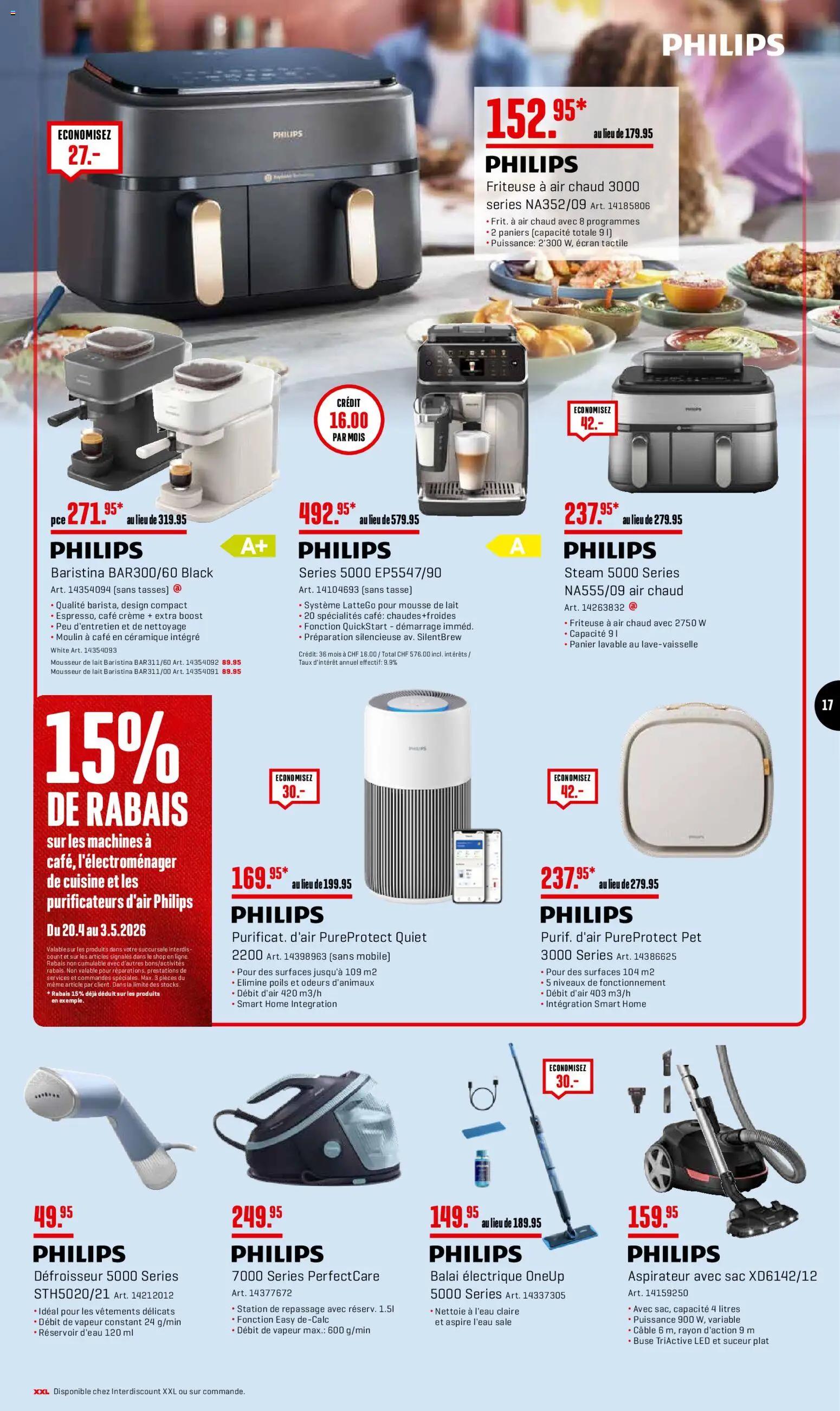 Interdiscount aktionen 20% de rabais FR – gültig ab 27.04.2026 | Seite: 17 | Produkte: Friteuse, Creme, Philips