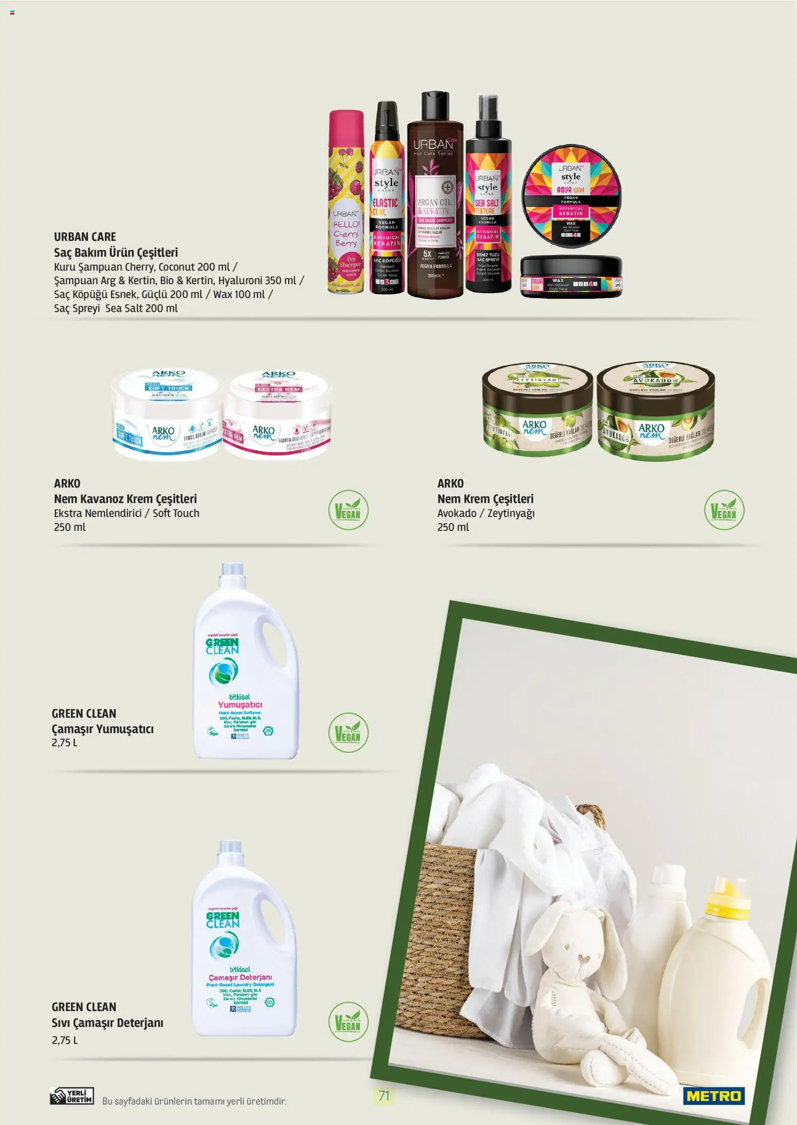 Metro - Bitki Bazlı ve Vegan 2025 - 21.10.2025 tarihinden itibaren geçerlidir | Sayfa: 71 | Ürünler: Şampuan, Saç spreyi, Çamaşır deterjanı, Yumuşatıcı