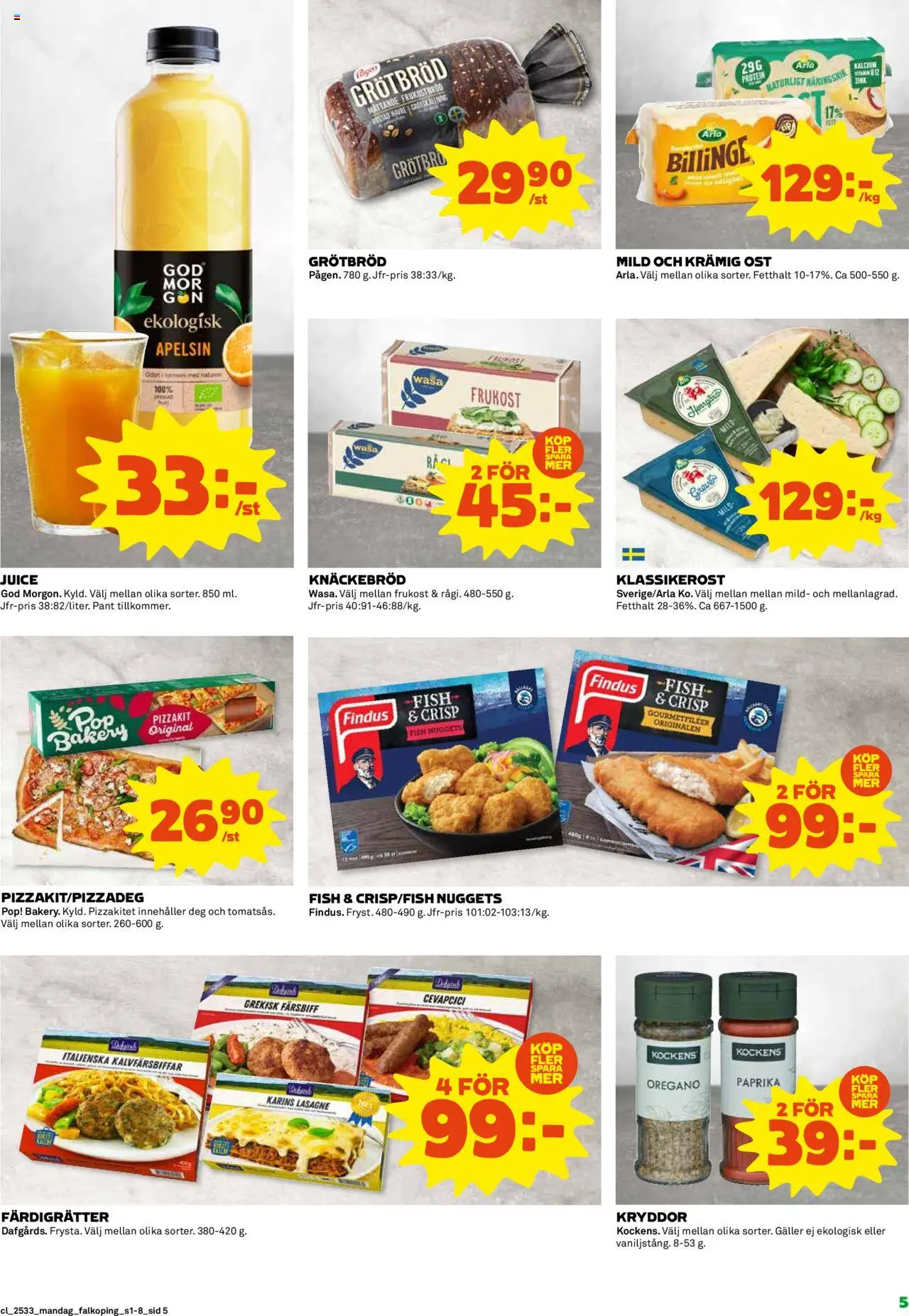 Coop reklamblad aktuell från 11.08.2025 | Sida: 5 | Produkter: Galler, Knäckebröd, Oregano, Juice