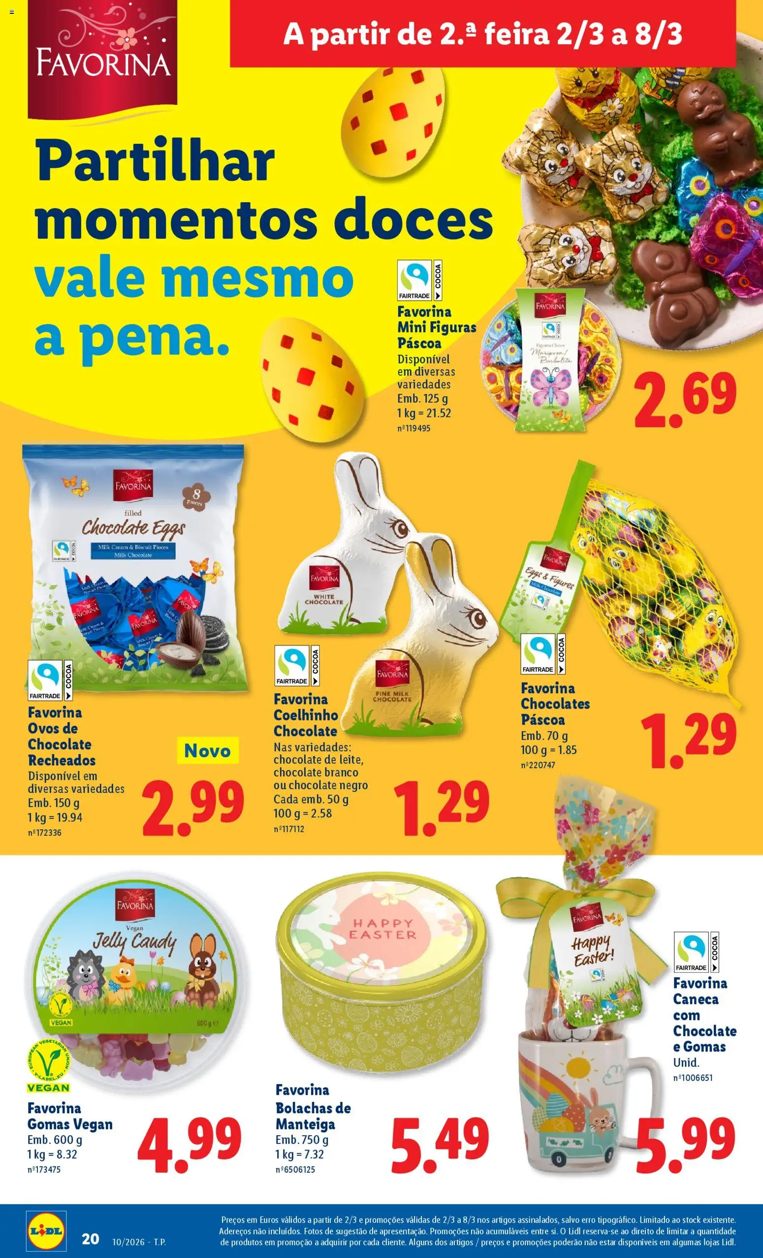 Lidl folheto │ válido de 02.03.2026 | Página: 20 | Produtos: Chocolates, Manteiga, Ovos, Chocolate