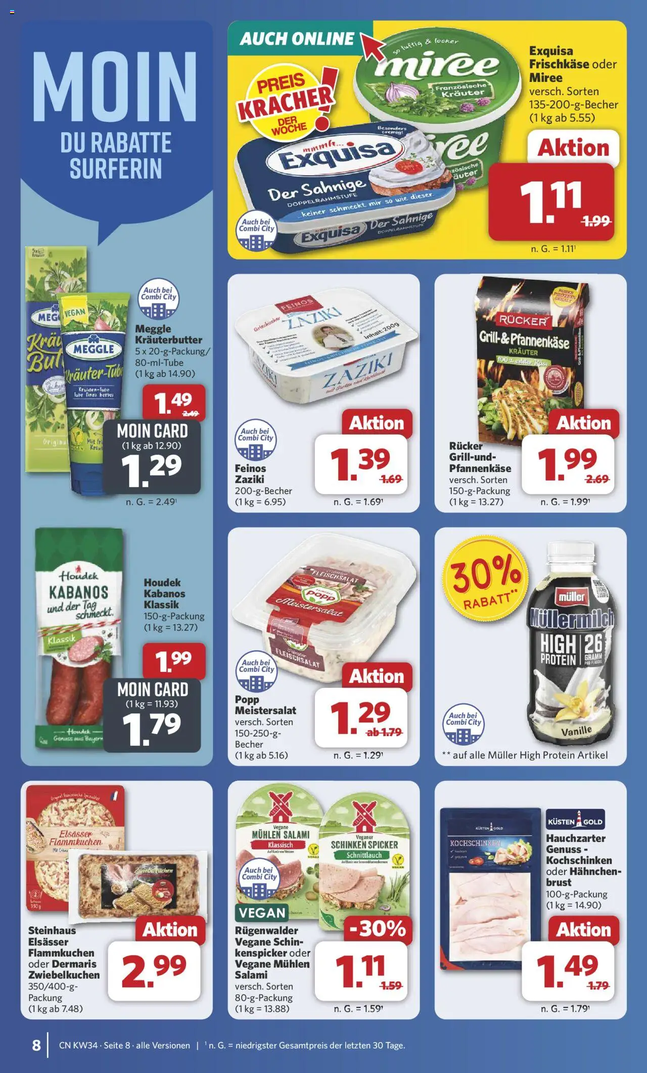 Combi Prospekt 	 - gültig ab dem 18.08.2025 | Seite: 8 | Produkte: Käse, Kräuterbutter, Müllermilch, Salami