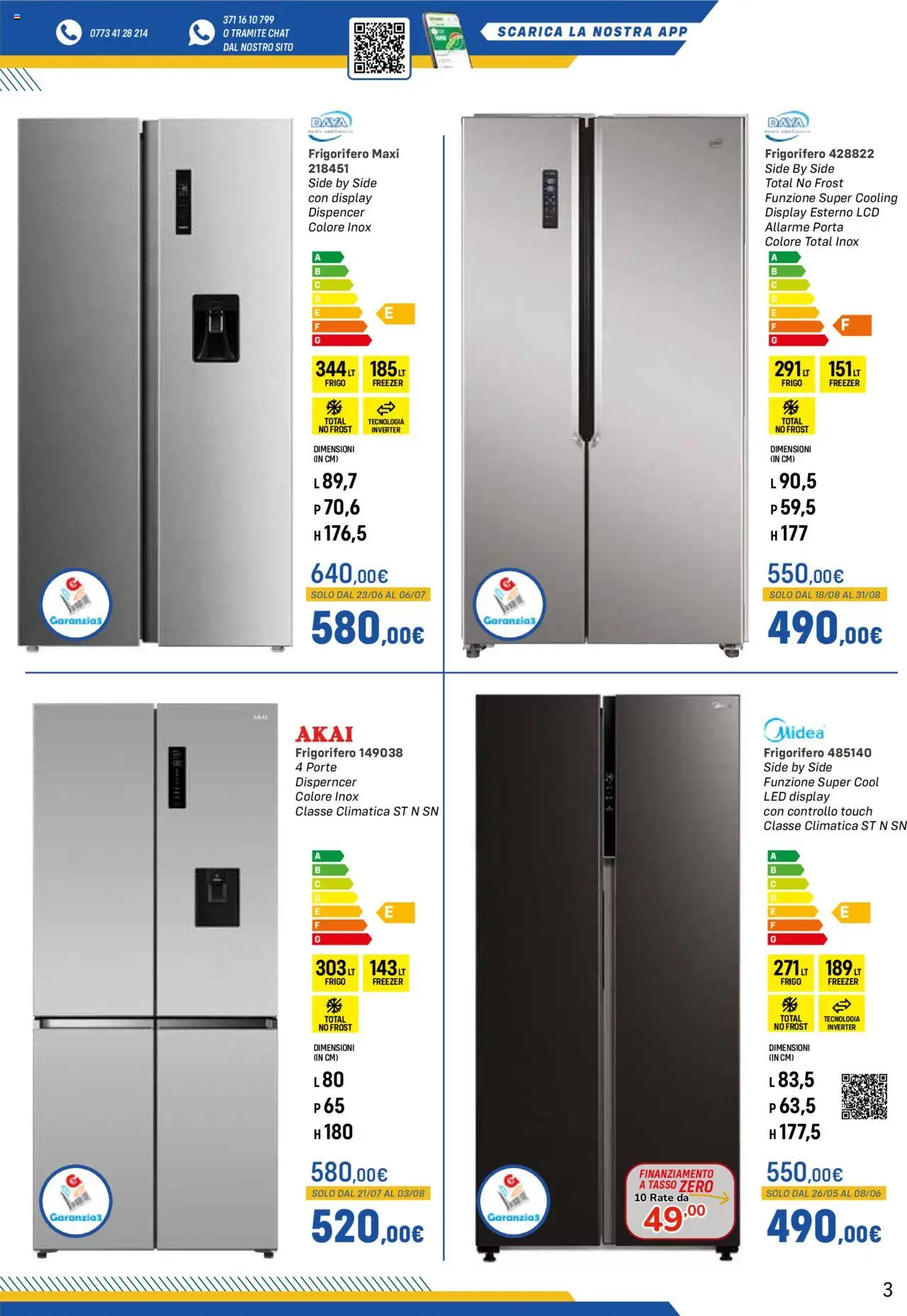 Volantino Orizzonte del 09.05.2025 | Pagina: 3 | Prodotti: Freezer, Frigorifero