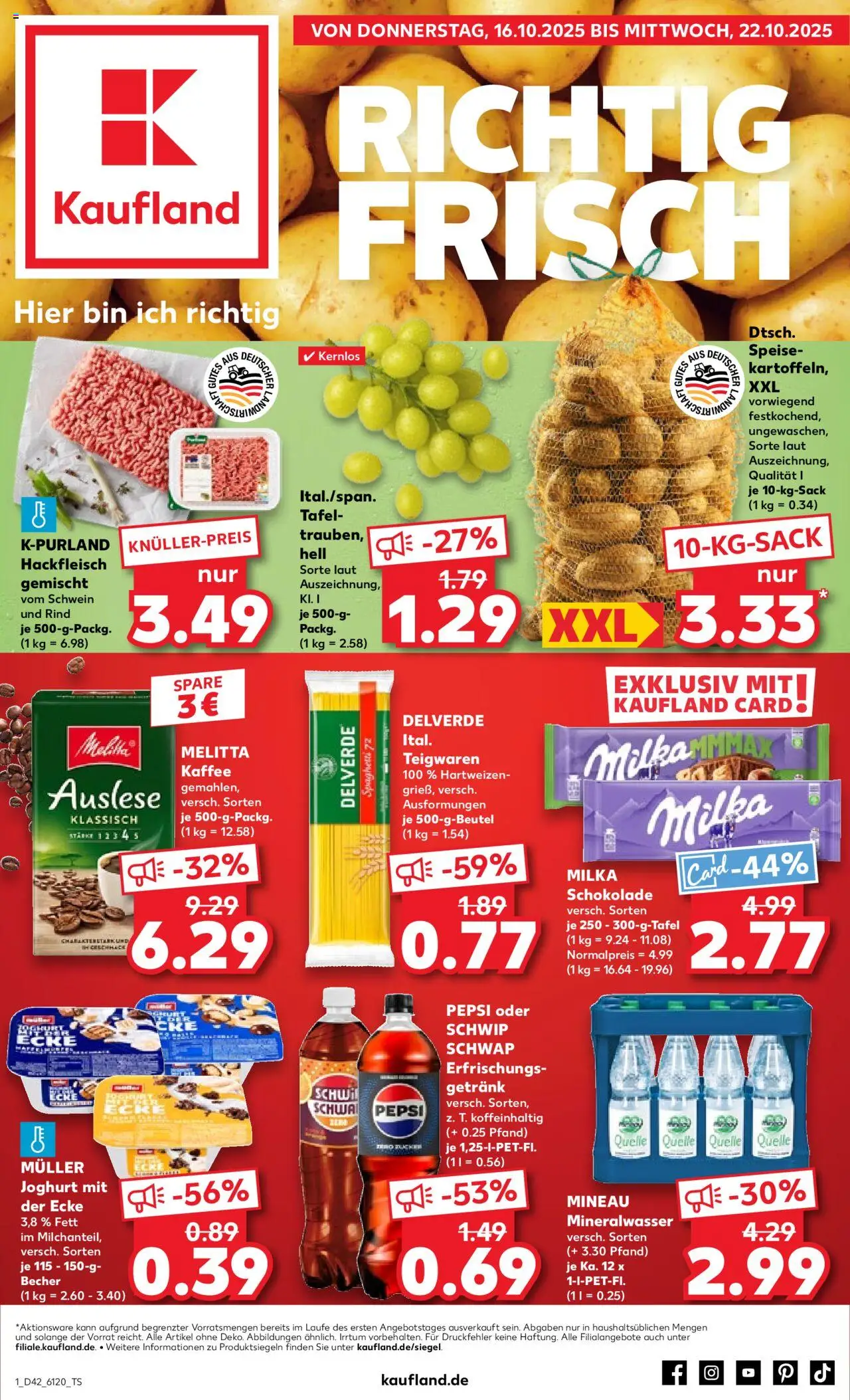 Kaufland prospekt Bremen	 – gültig ab 16.10.2025 | Seite: 1 | Produkte: Kaffee, Milka schokolade, Pepsi, Pasta