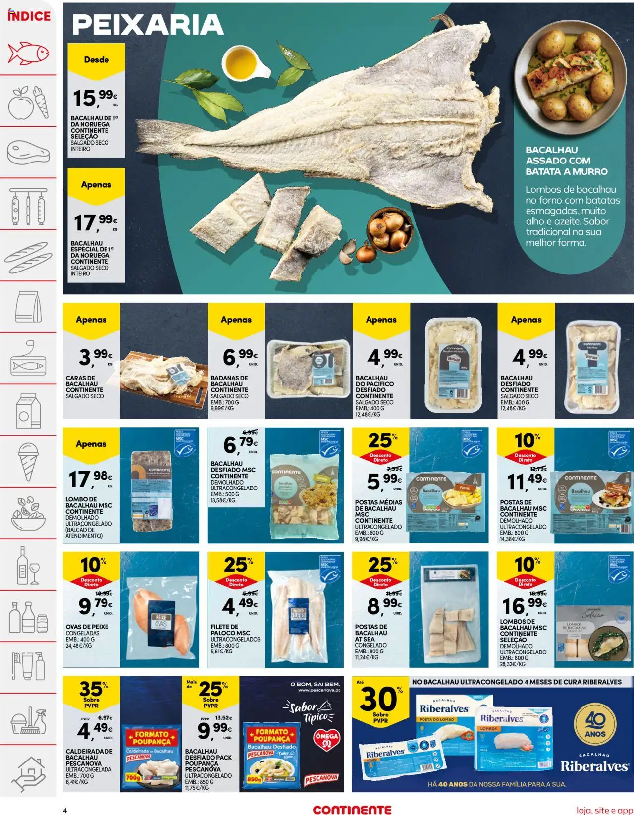 Continente folheto │ válido de 21.10.2025 | Página: 4 | Produtos: Forno, Bacalhau, Lombo, Peixe