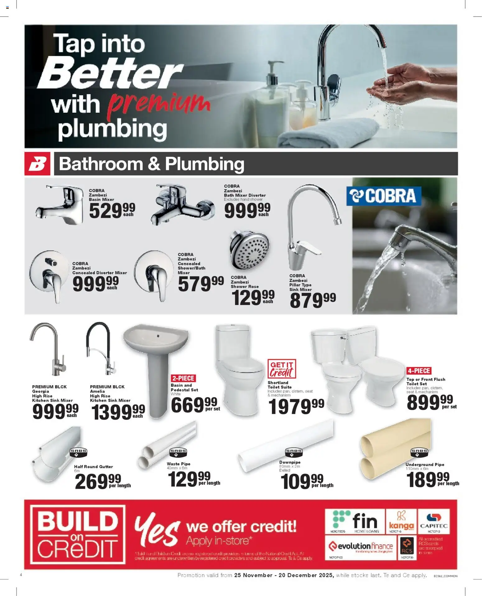 New Build It catalogue – valid from 25.11.2025 | Page: 4 | Products: Pedestal, Bath, Shower, Sink