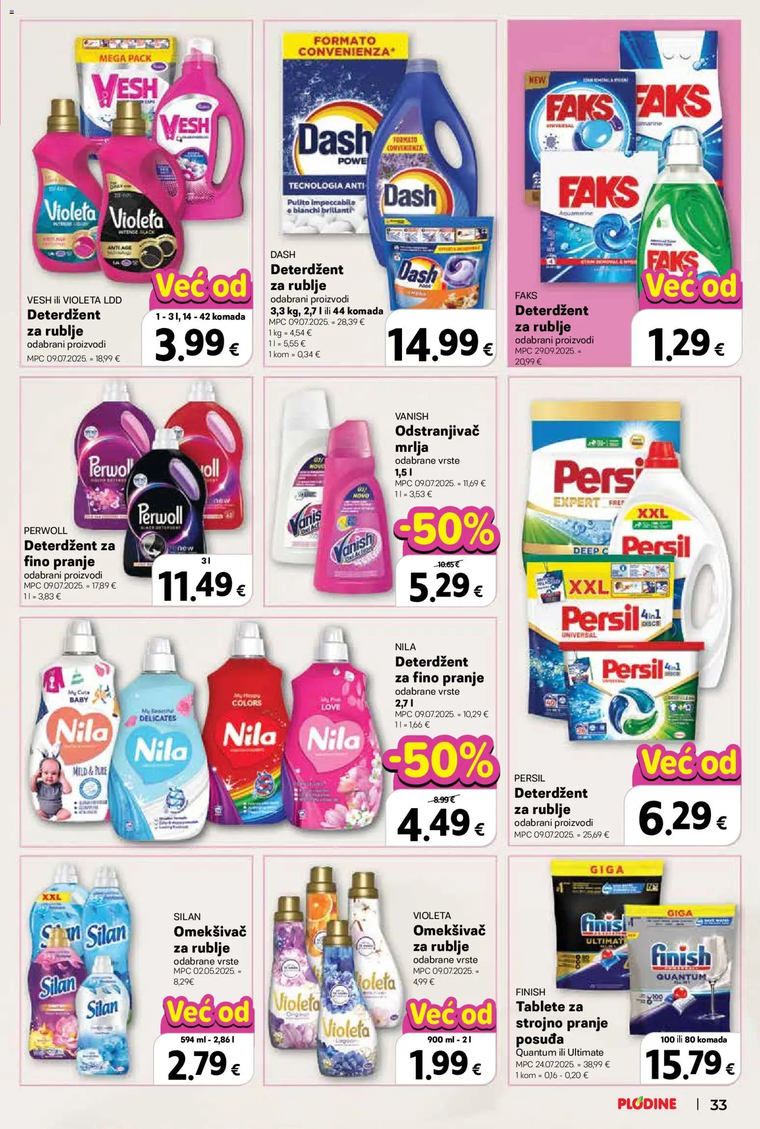 Plodine katalog | vrijedi od 21.01.2026 | Stranica: 33 | Proizvodi: Odstranjivač mrlja, Nila, Violeta, Persil