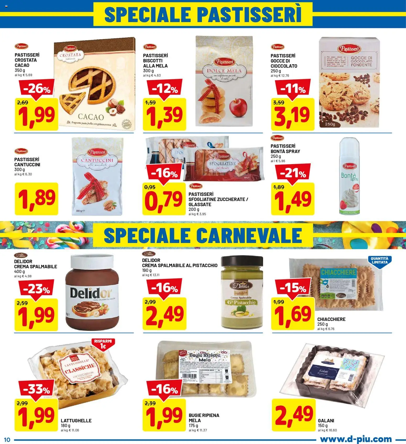 Volantino D Più del 26.01.2026 | Pagina: 10 | Prodotti: Crema, Biscotti, Pasta, Cacao
