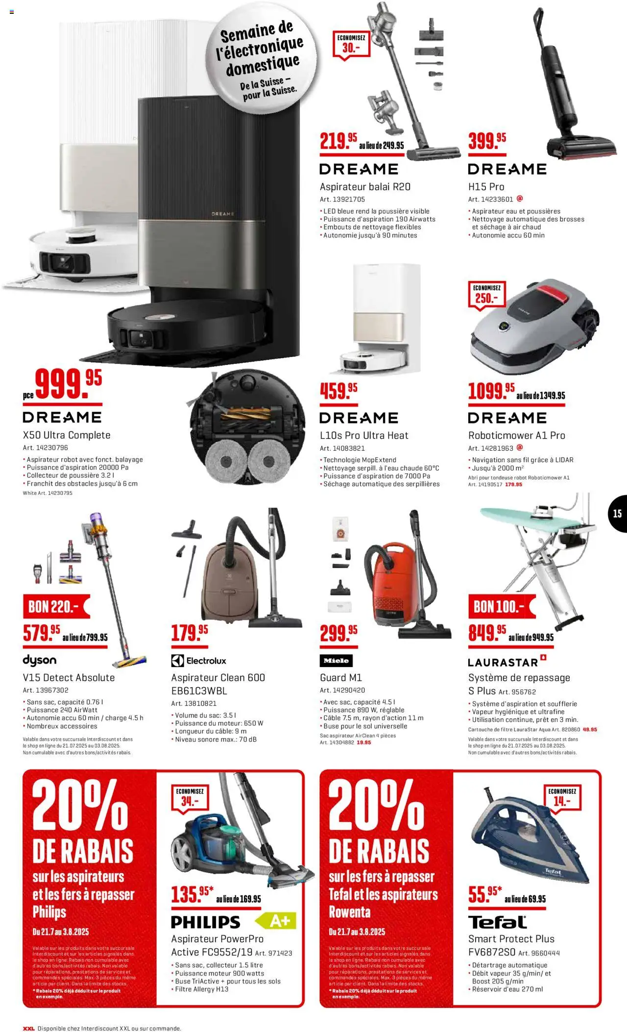 Interdiscount Aktionen FR ab 21.07.2025 | Seite: 15 | Produkte: Navigation, Miele, Philips, Dyson