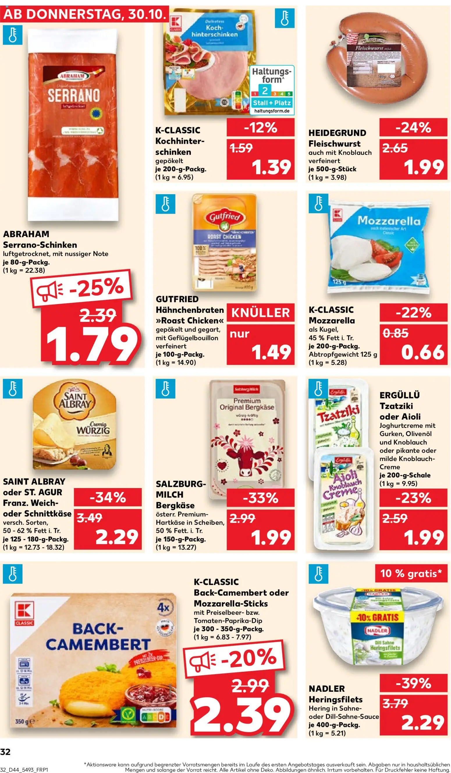 Kaufland prospekt Speyer	 – gültig ab 30.10.2025 | Seite: 32 | Produkte: Milch, Creme, Knoblauch, Schinken