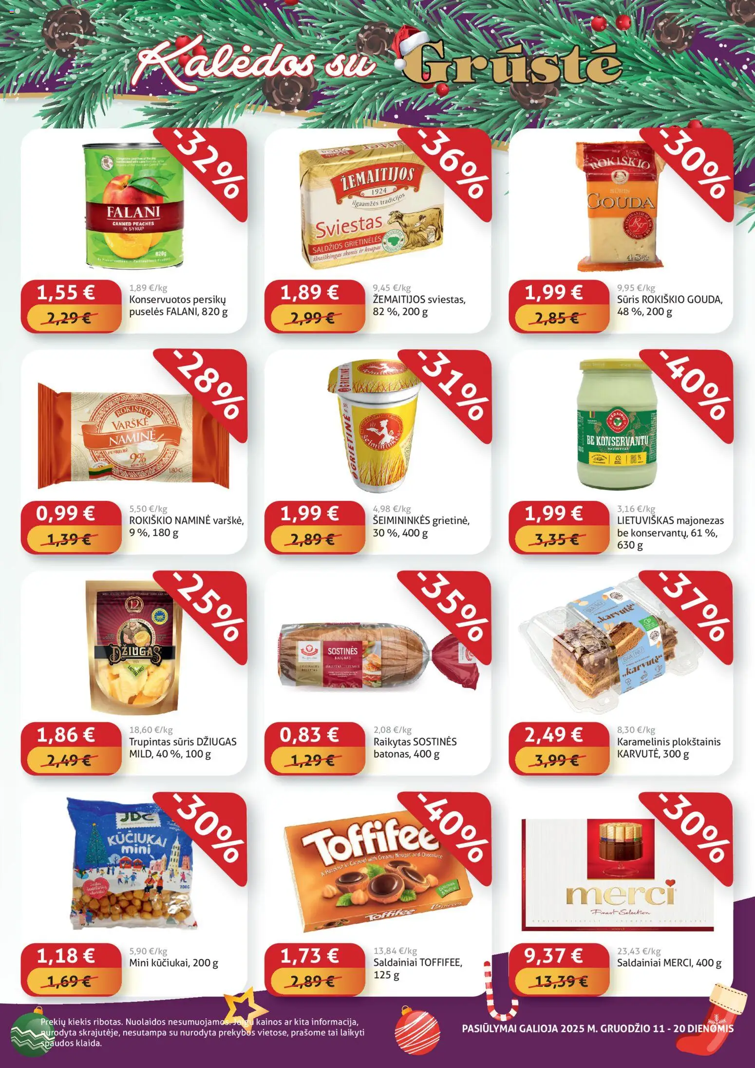 GRUSTE akcijos nuo 11.12.2025 | Puslapis: 3 | Prekių: Plokštainis, Sūris, Majonezas, Saldainiai
