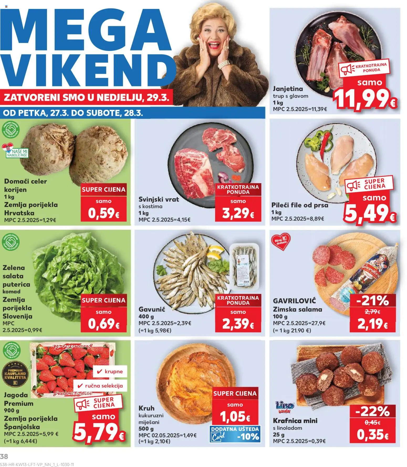 Kaufland katalog | vrijedi od 25.03.2026 | Stranica: 38 | Proizvodi: Janjetina, Kruh, Salama, Salata