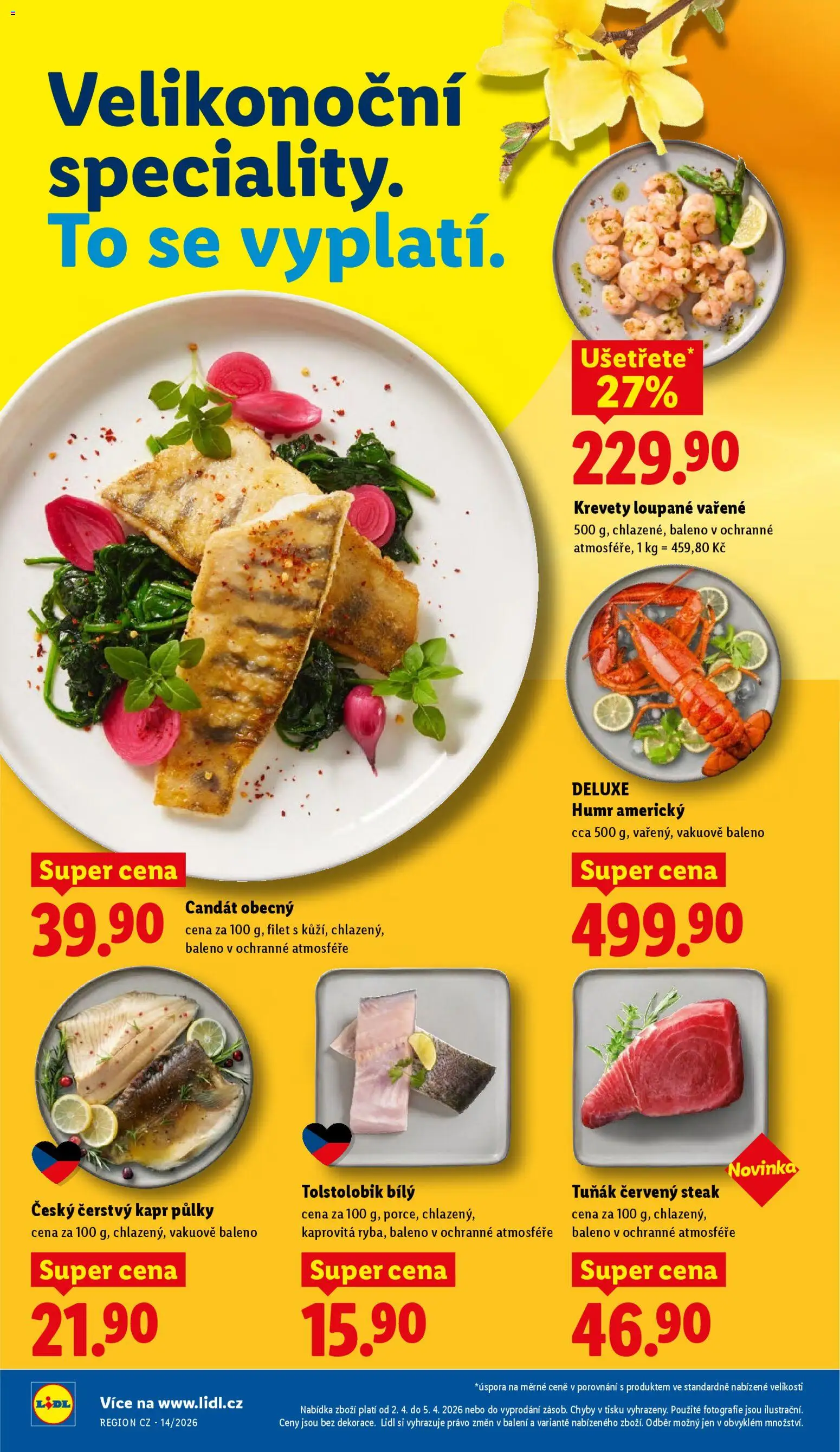 Lidl leták od 02.04.2026 | Strana: 10 | Produkty: Tuňák, Krevety loupané, Filet, Krevety