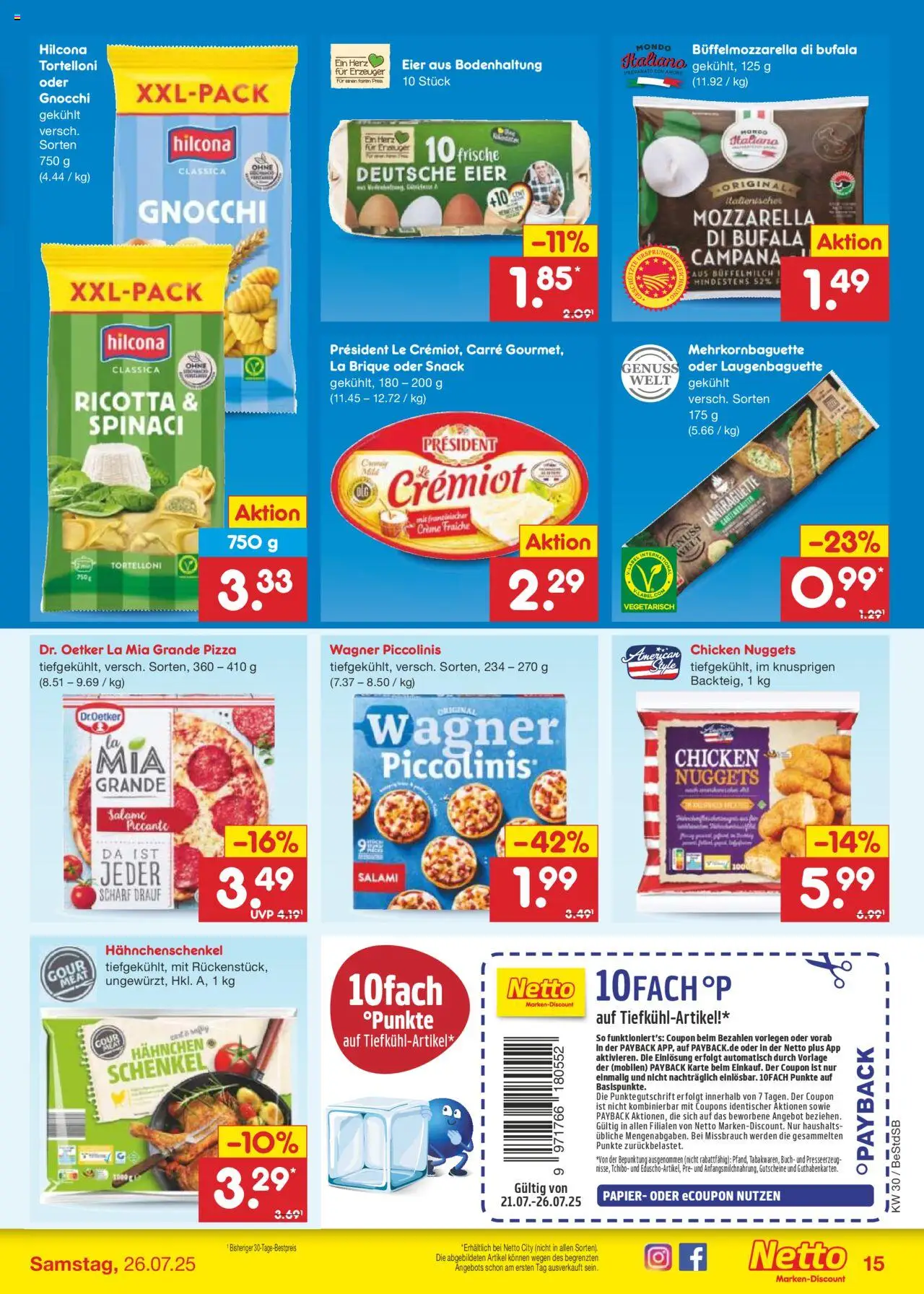 Netto Marken-Discount Prospekt 	 - gültig ab dem 21.07.2025 | Seite: 19 | Produkte: Hahnchenschenkel, Creme, Piccolinis, Salami