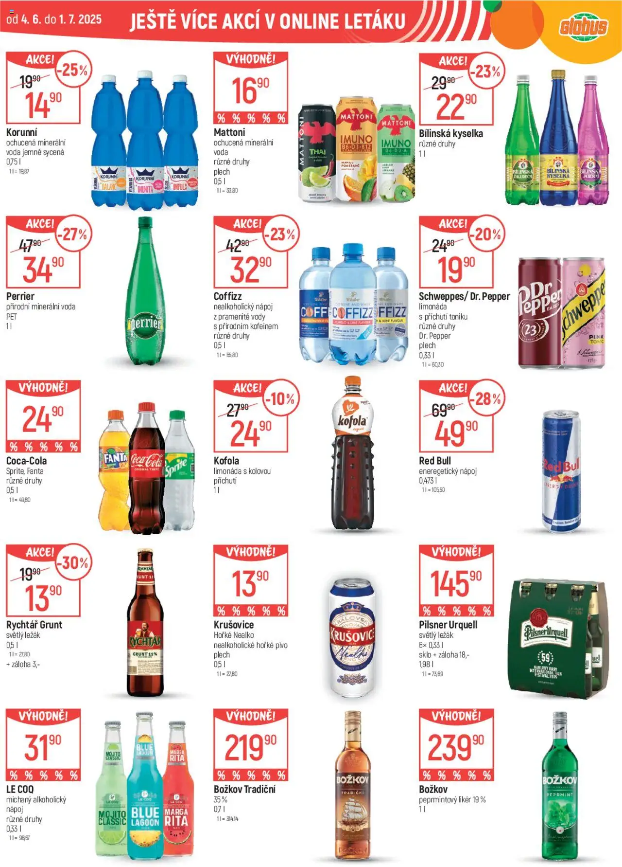 Globus leták od 18.06.2025 | Strana: 48 | Produkty: Bílinská Kyselka, Fanta, Sprite, Cola