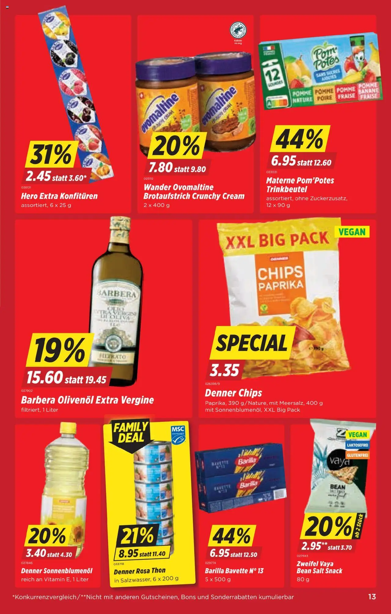 Denner Aktionen – gültig ab 14.10.2025 | Seite: 13 | Produkte: Barilla, Pasta, Chips