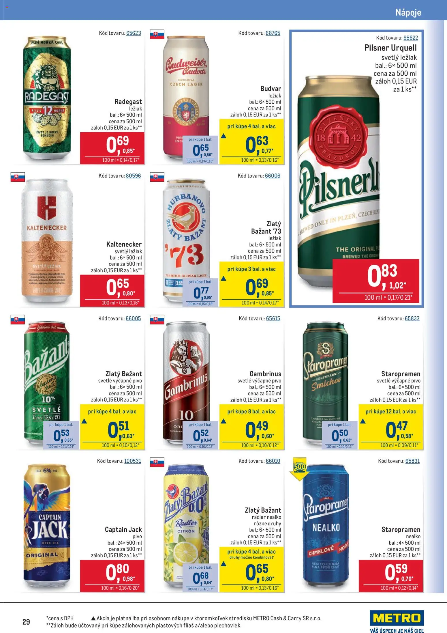 Nové Metro akcie – leták je platný od 11.02.2026 | Strana: 29 | Produkty: Pivo, Pilsner Urquell, Radegast, Radler
