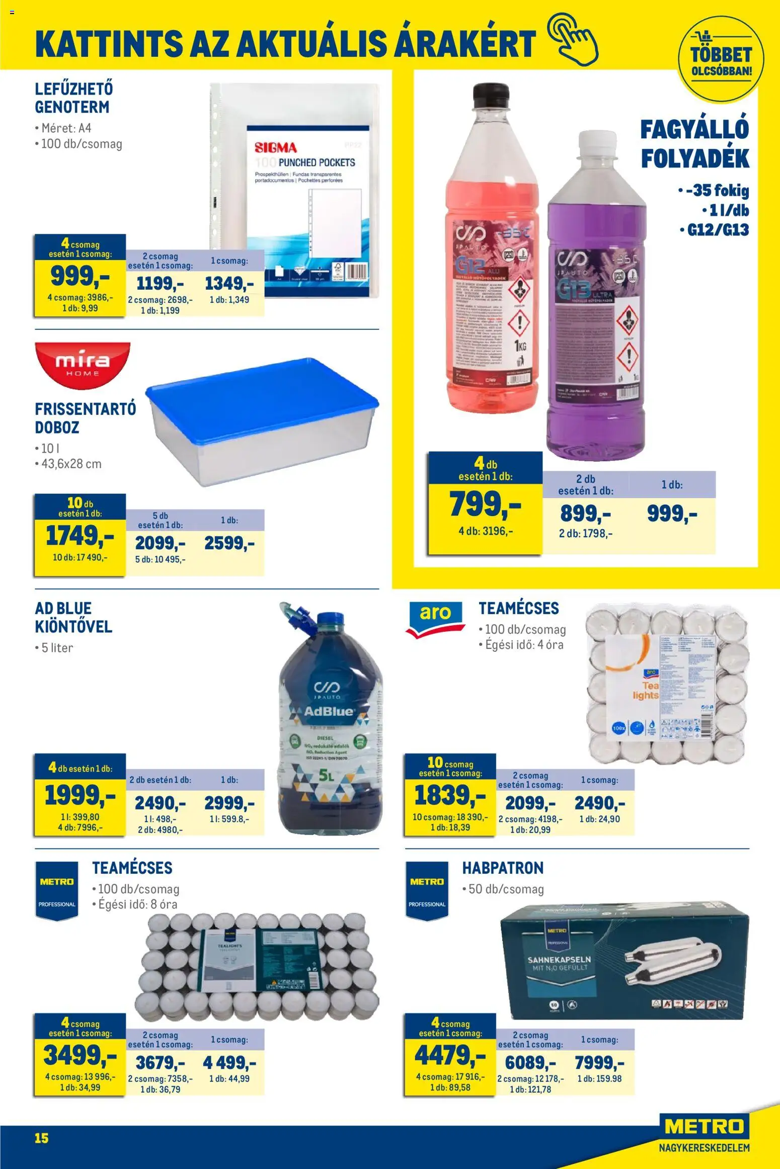 Metro akciós ujság - amely érvényes a következő dátumtól: 02.01.2026 | Oldal: 15 | Termékek: Doboz, Teamécses, Óra, Frissentartó doboz