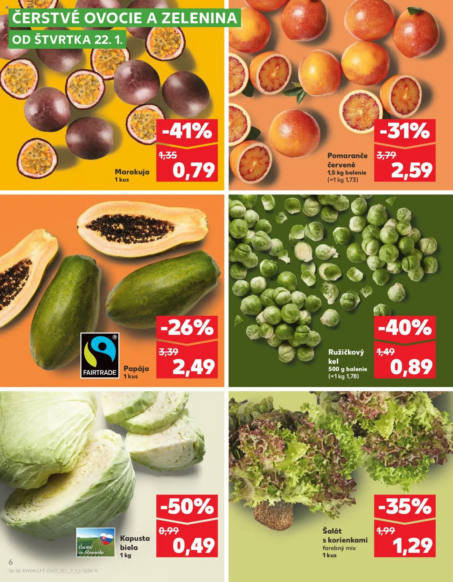 Nové Kaufland akcie – leták je platný od 22.01.2026 | Strana: 6 | Produkty: Kapusta, Pomaranče, Kapusta biela, Ovocie