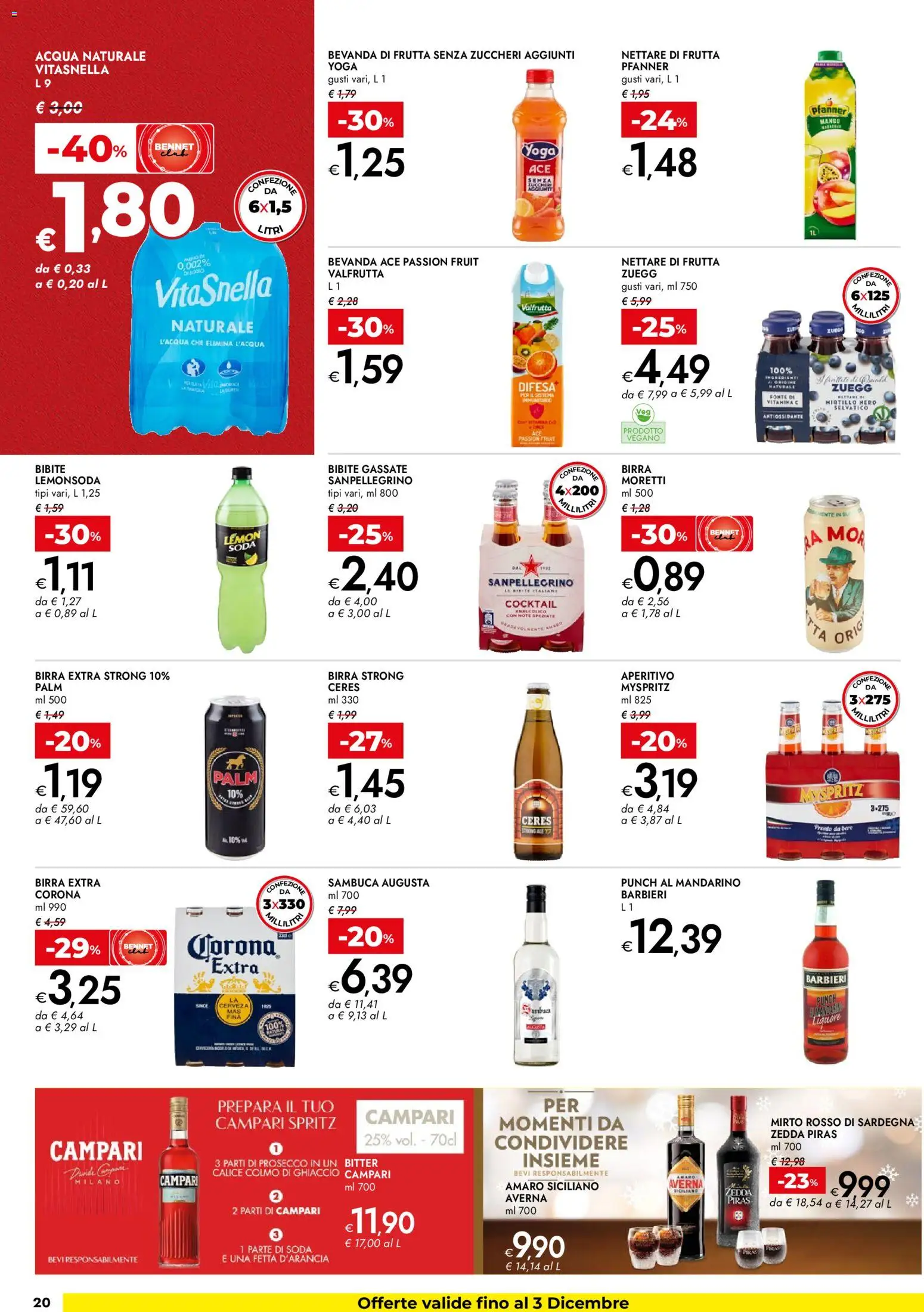 Volantino bennet del 20.11.2025 | Pagina: 20 | Prodotti: Birra, Acqua, Acqua naturale, Bibite
