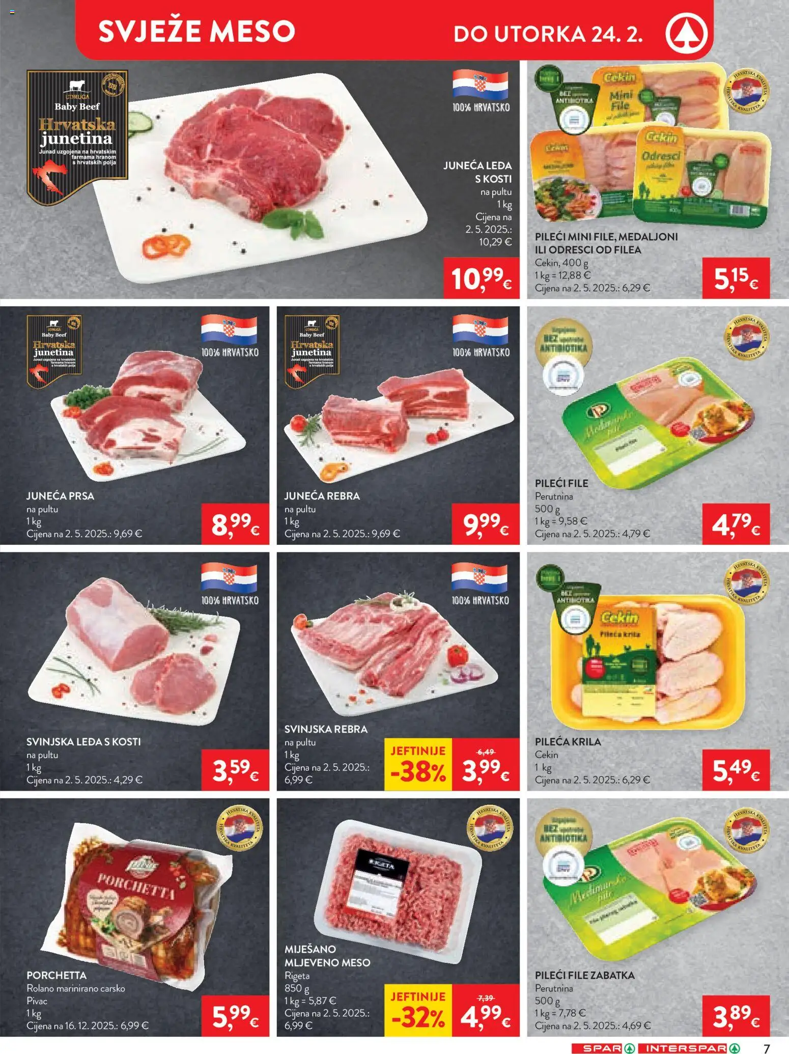 Spar katalog | vrijedi od 18.02.2026 | Stranica: 9 | Proizvodi: Pileća krila, Pileći file, Junetina, Mljeveno meso