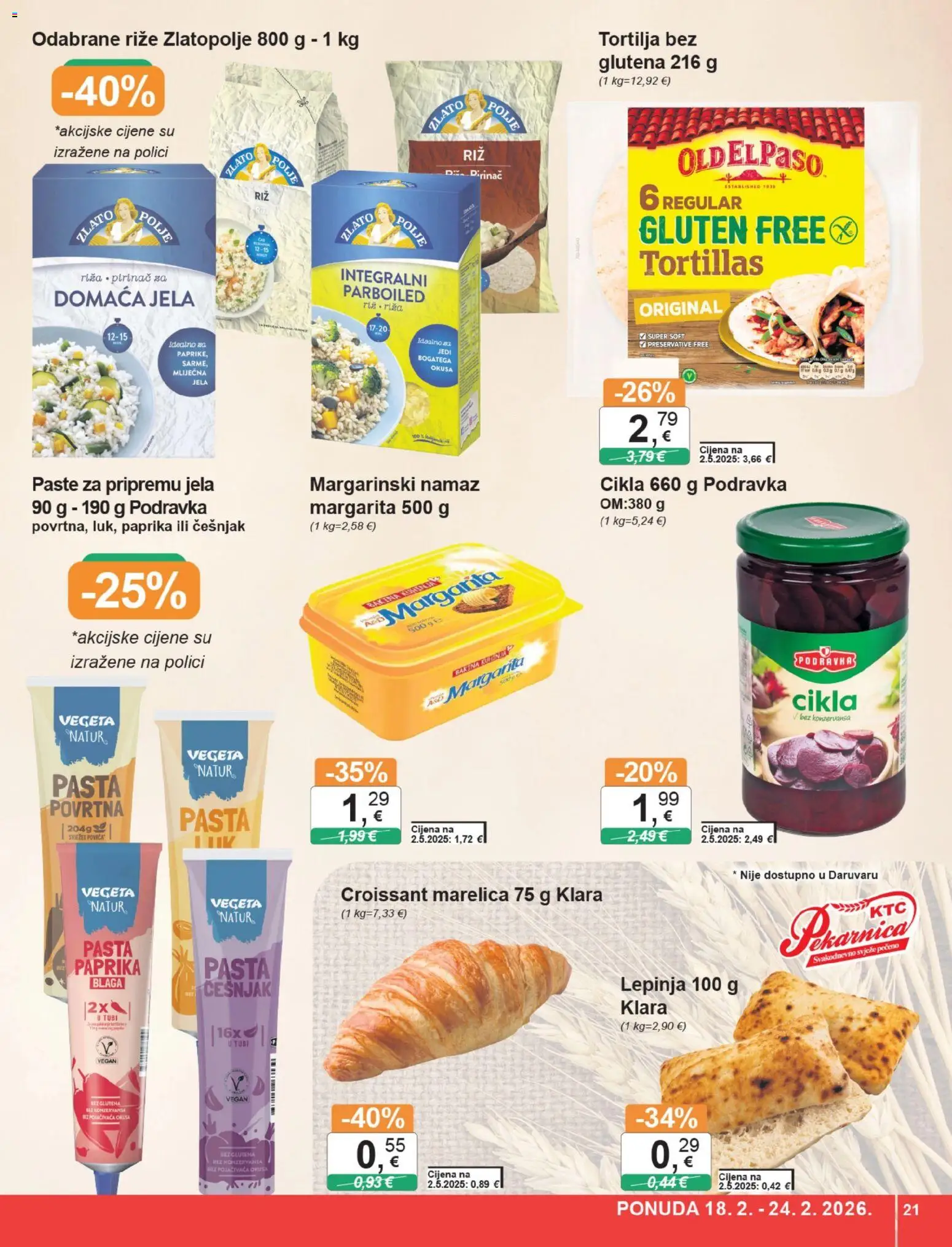 KTC katalog | vrijedi od 18.02.2026 | Stranica: 21 | Proizvodi: Riža, Cikla, Vegeta, Namaz